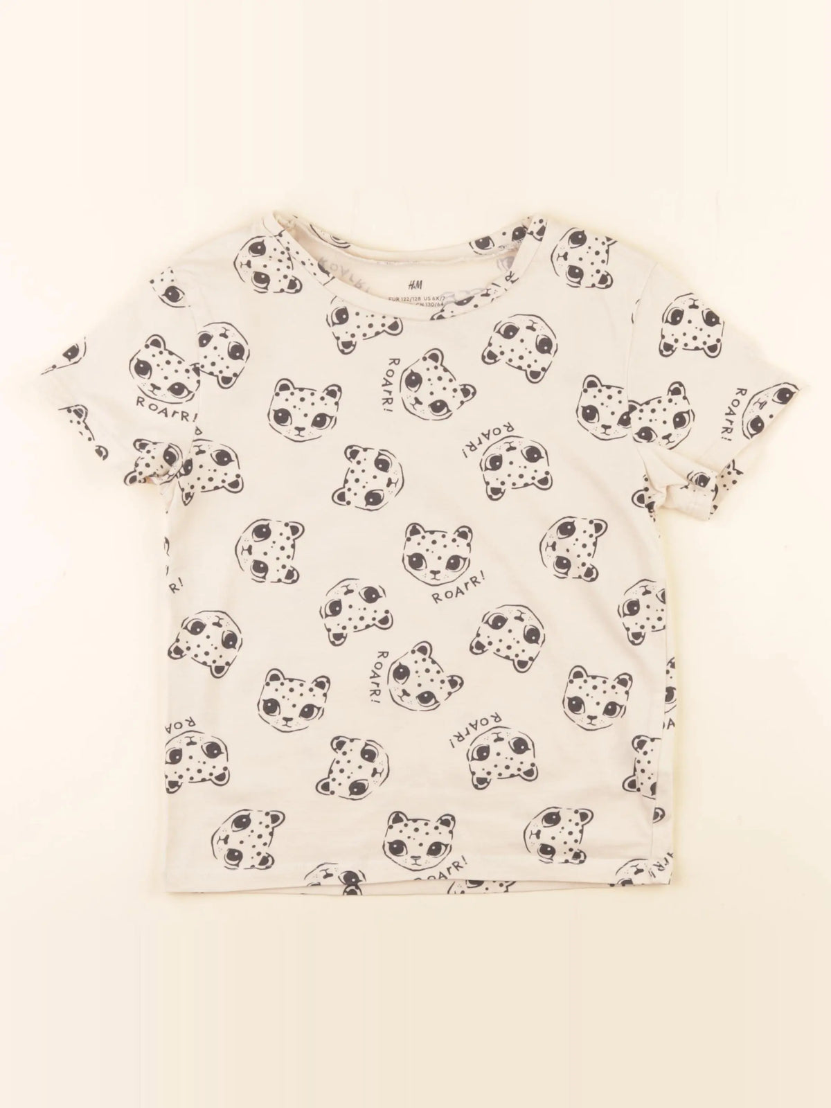 H&M - tee-shirt beige, noir - 6/8 ans