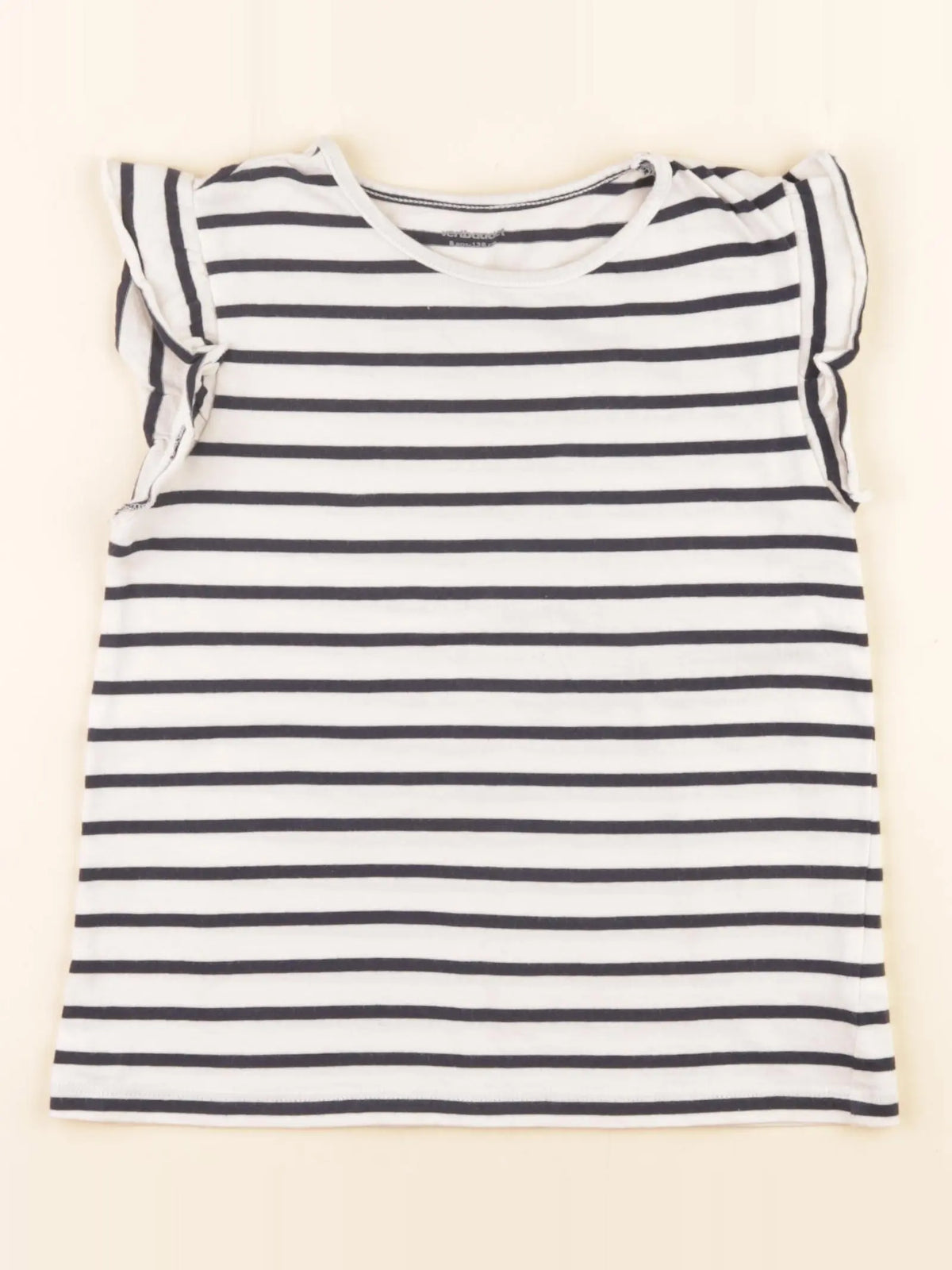 Vertbaudet - tee-shirt blanc, bleu - 8 ans