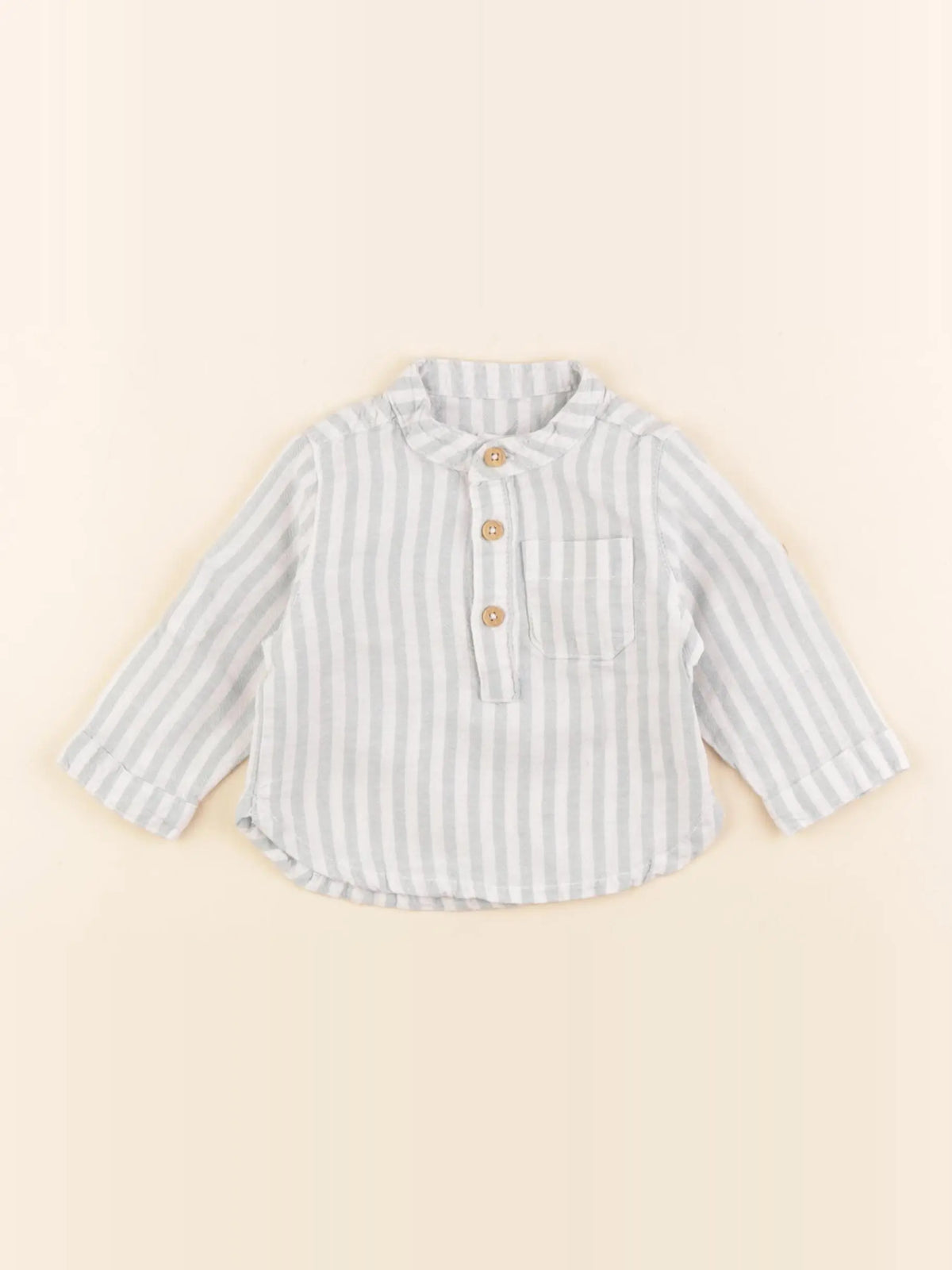 Vertbaudet - chemise blanc, bleu - 3 mois