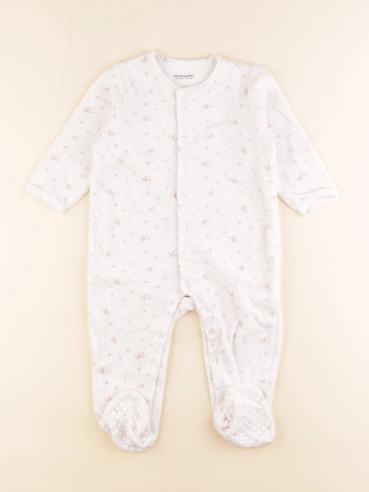 Vertbaudet - pyjama velours blanc - 18 mois