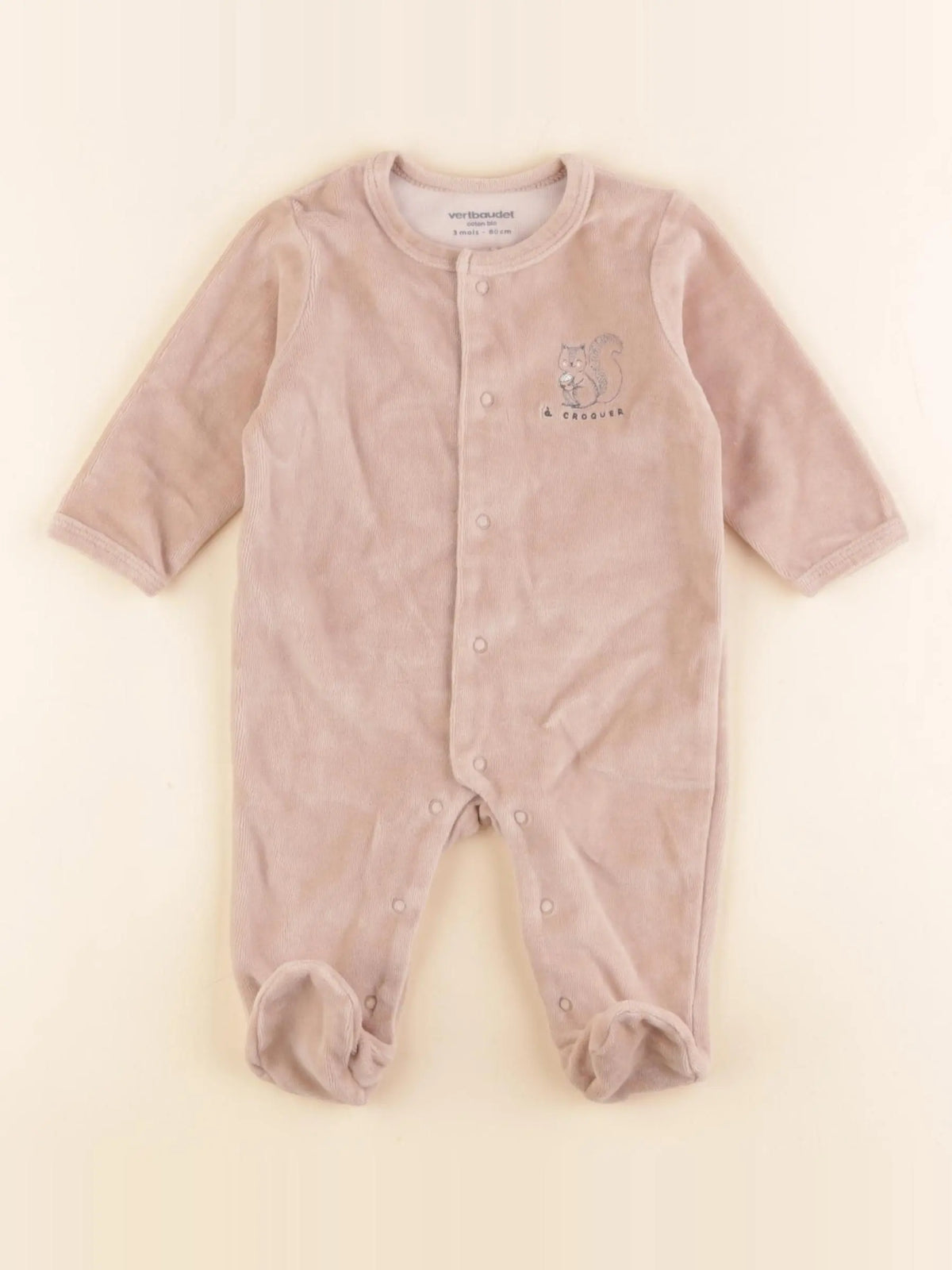 Vertbaudet - pyjama velours marron - 3 mois