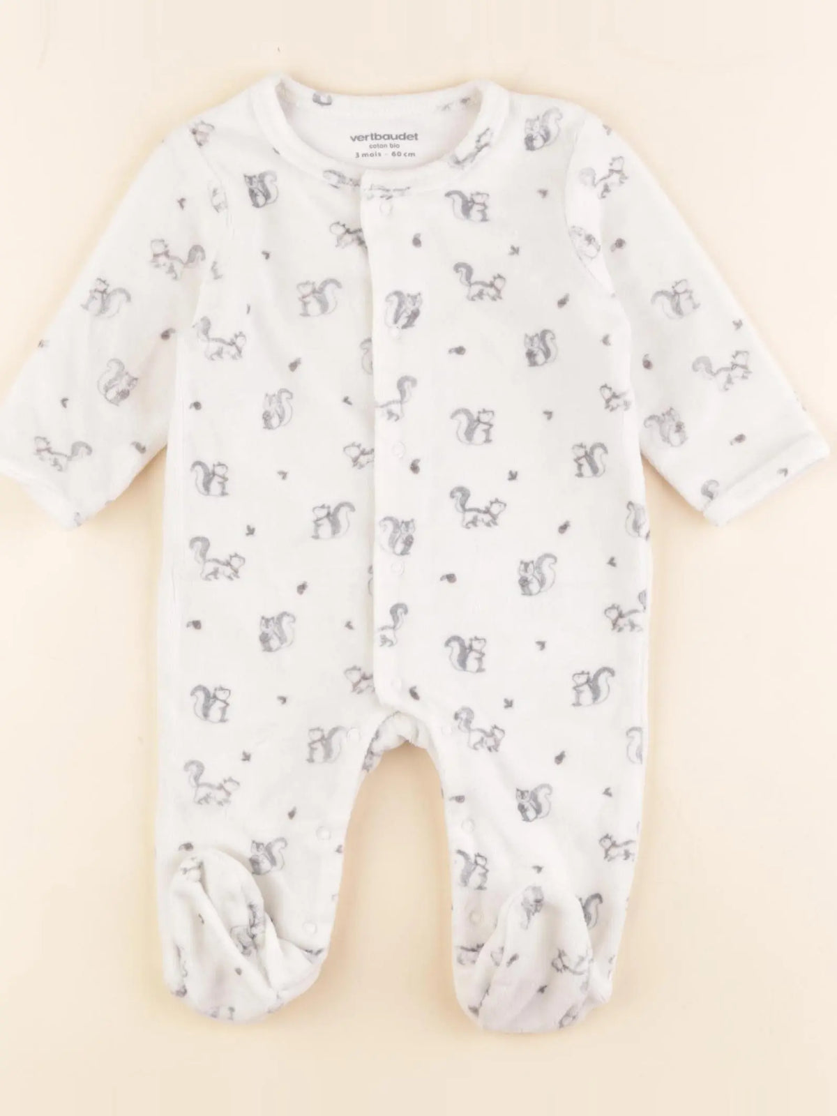 Vertbaudet - pyjama velours blanc - 3 mois