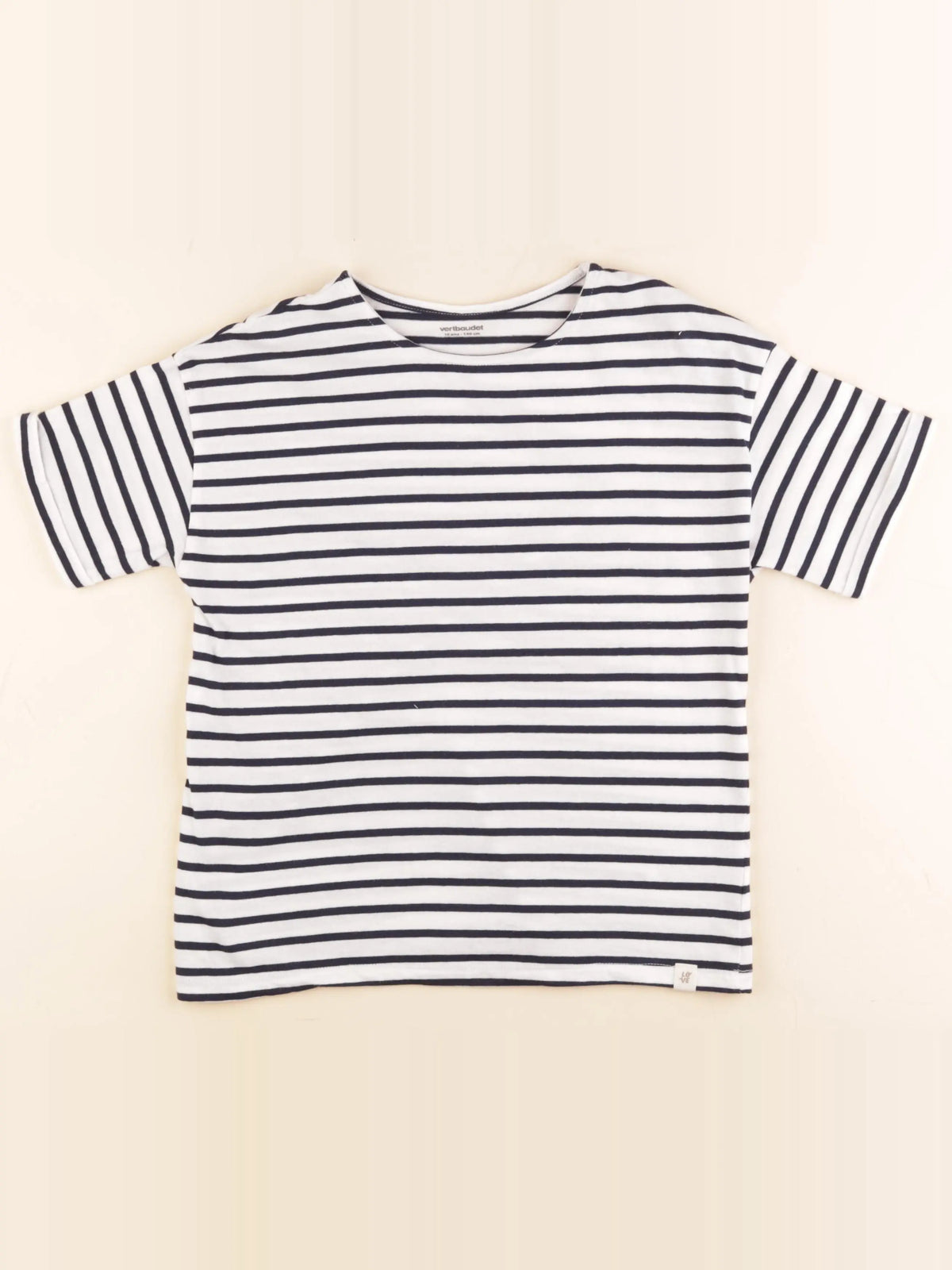 Vertbaudet - tee-shirt blanc, bleu - 10 ans