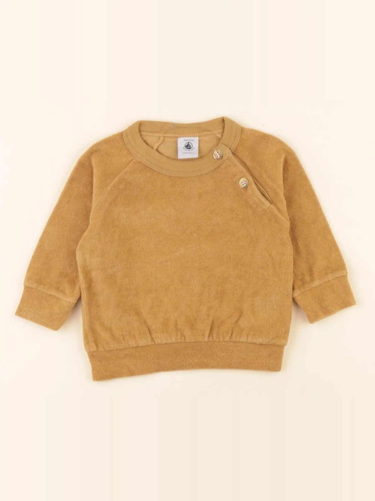 Petit Bateau - sweat éponge marron - 6 mois