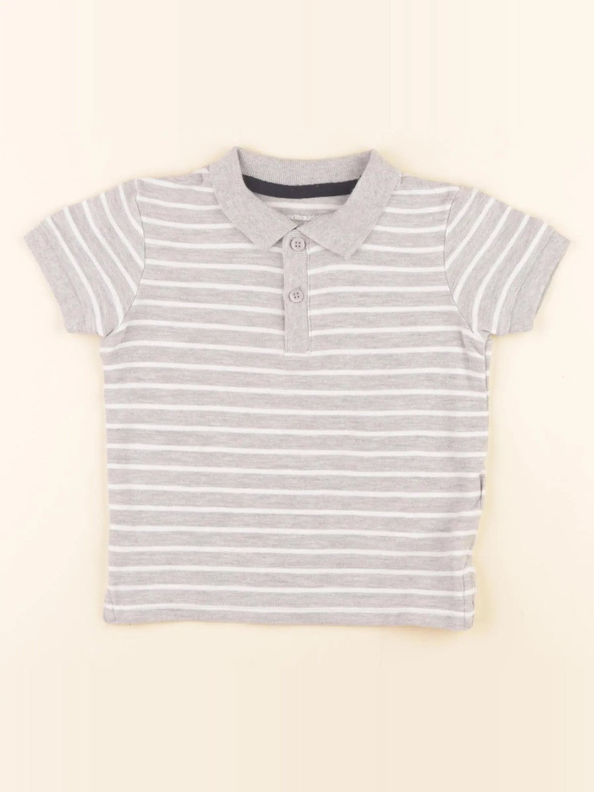 Vertbaudet - polo gris, blanc - 2 ans