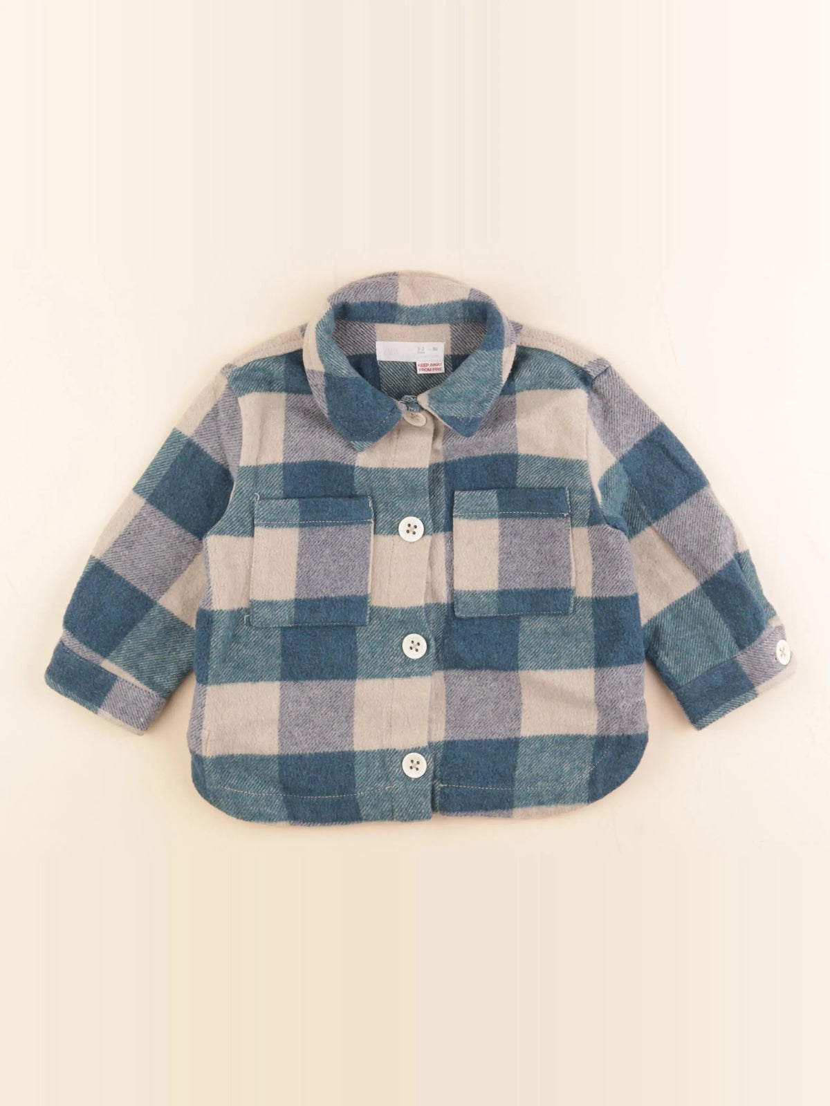 Zara - sur-chemise bleu, beige - 2/3 ans