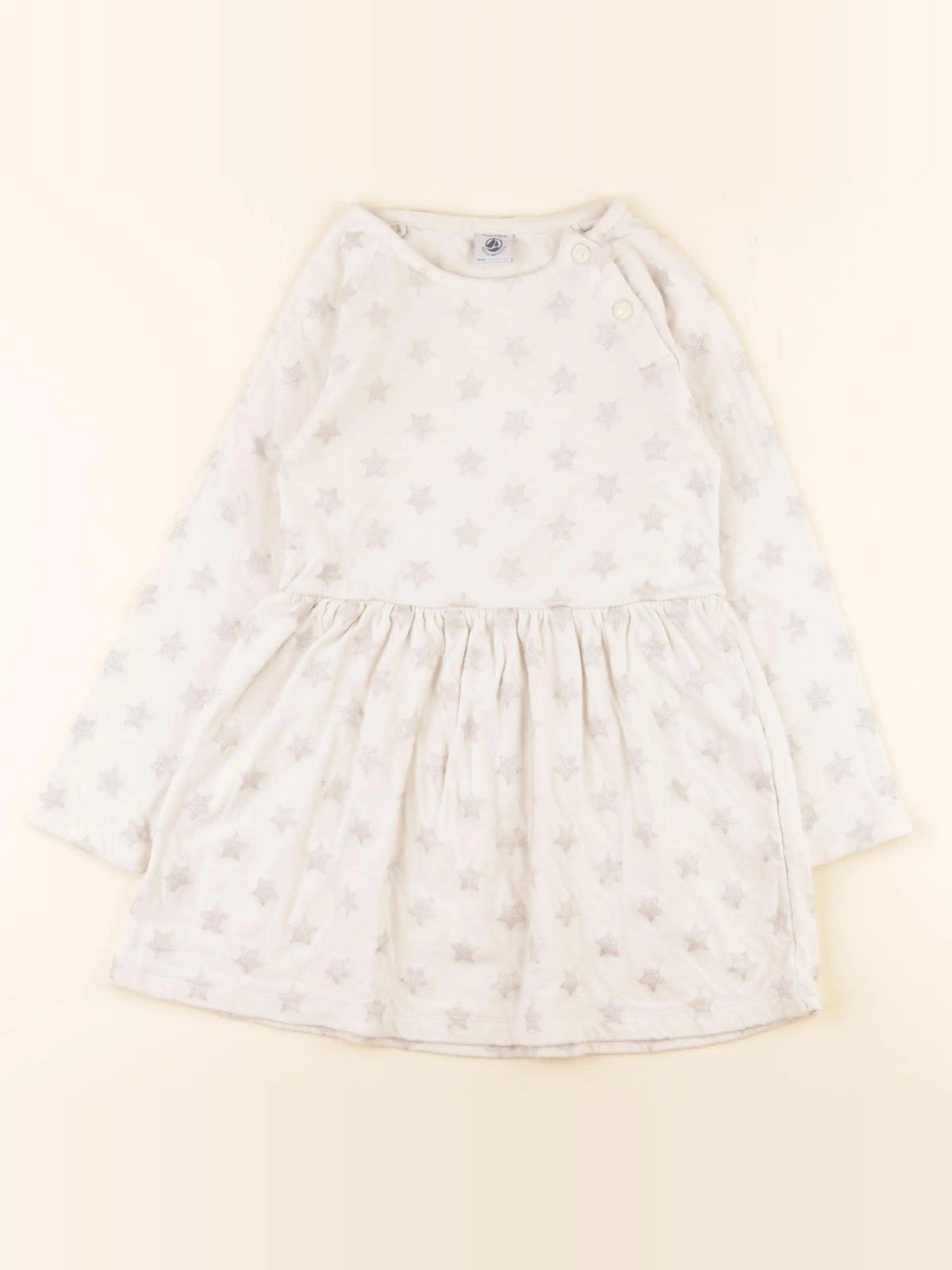 Petit Bateau - robe blanc, argent - 6 ans