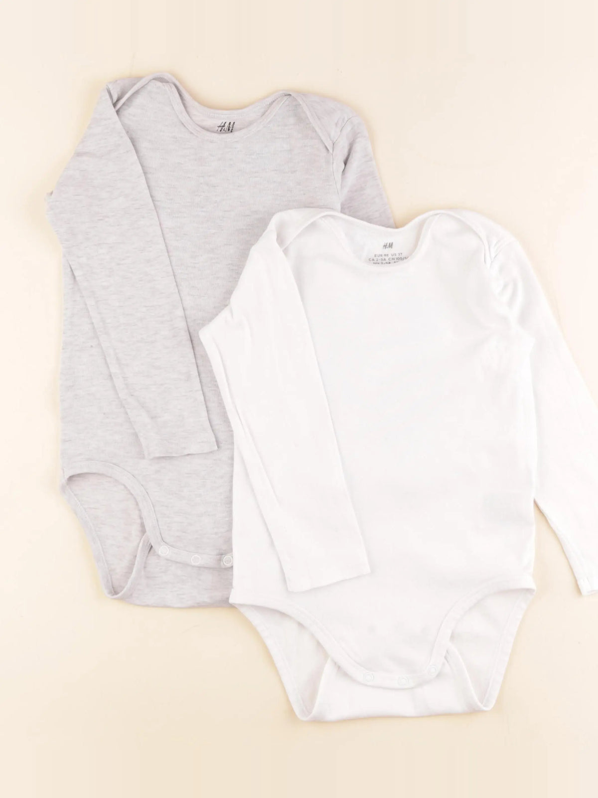 H&M - body blanc, gris - 3 ans