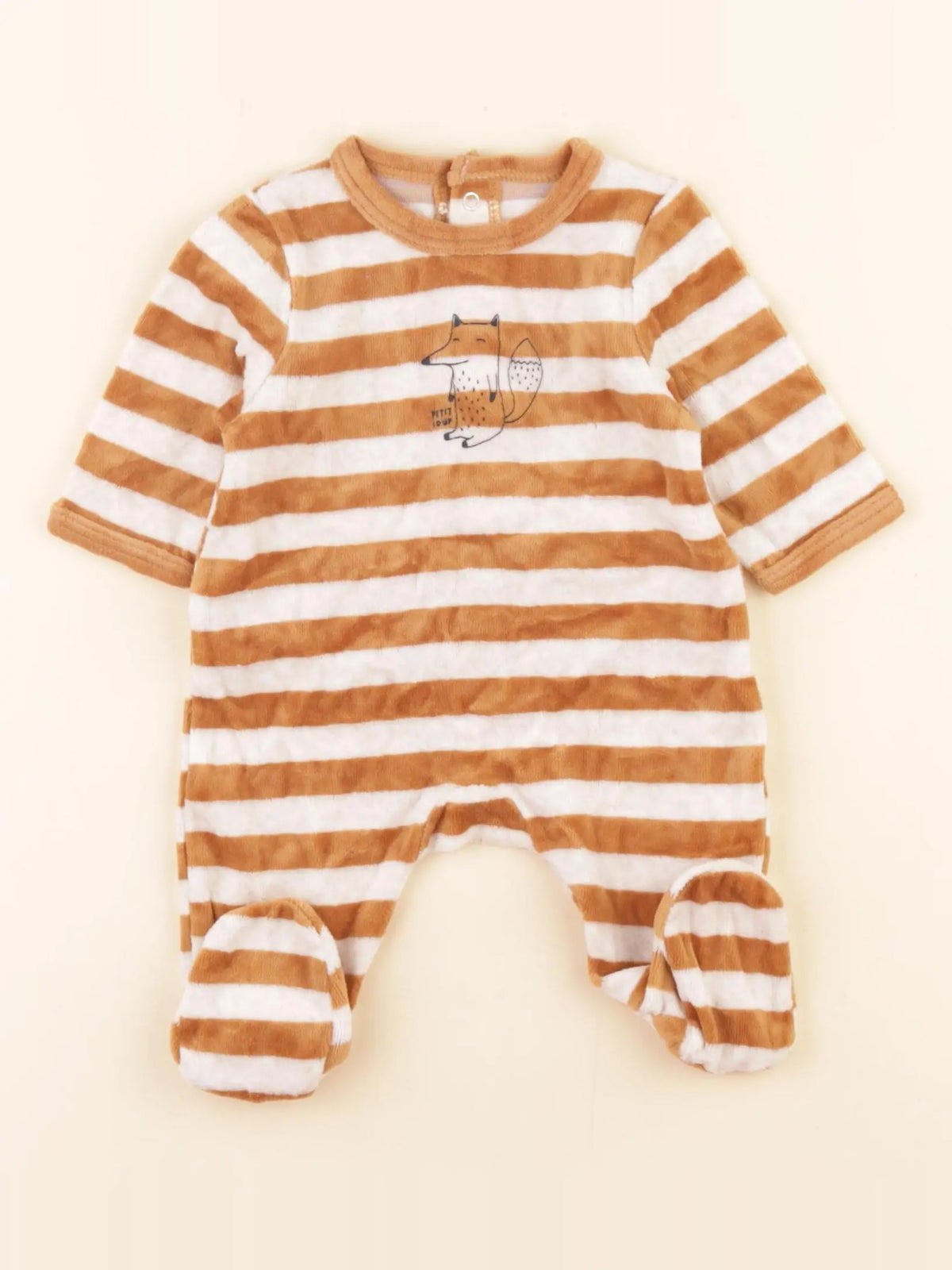 La Redoute - pyjama velours marron, blanc - 1 mois