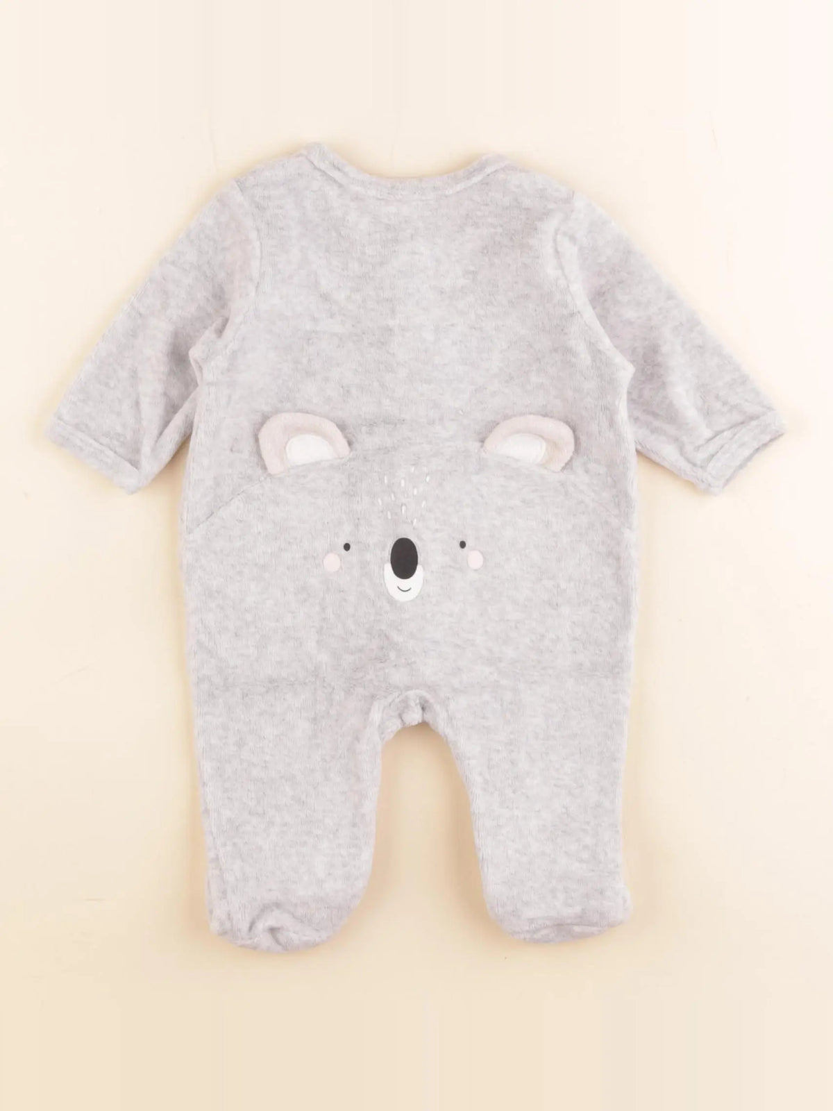 Vertbaudet - pyjama velours gris - 1 mois