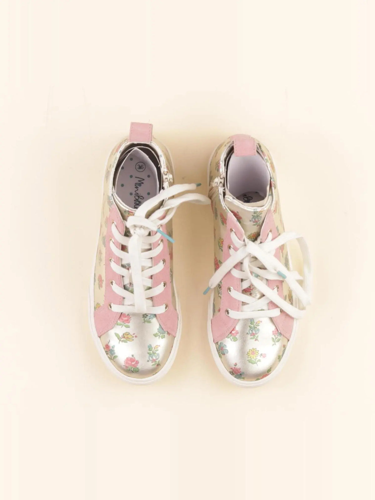 Mini Boden - baskets or, rose - pointure 36