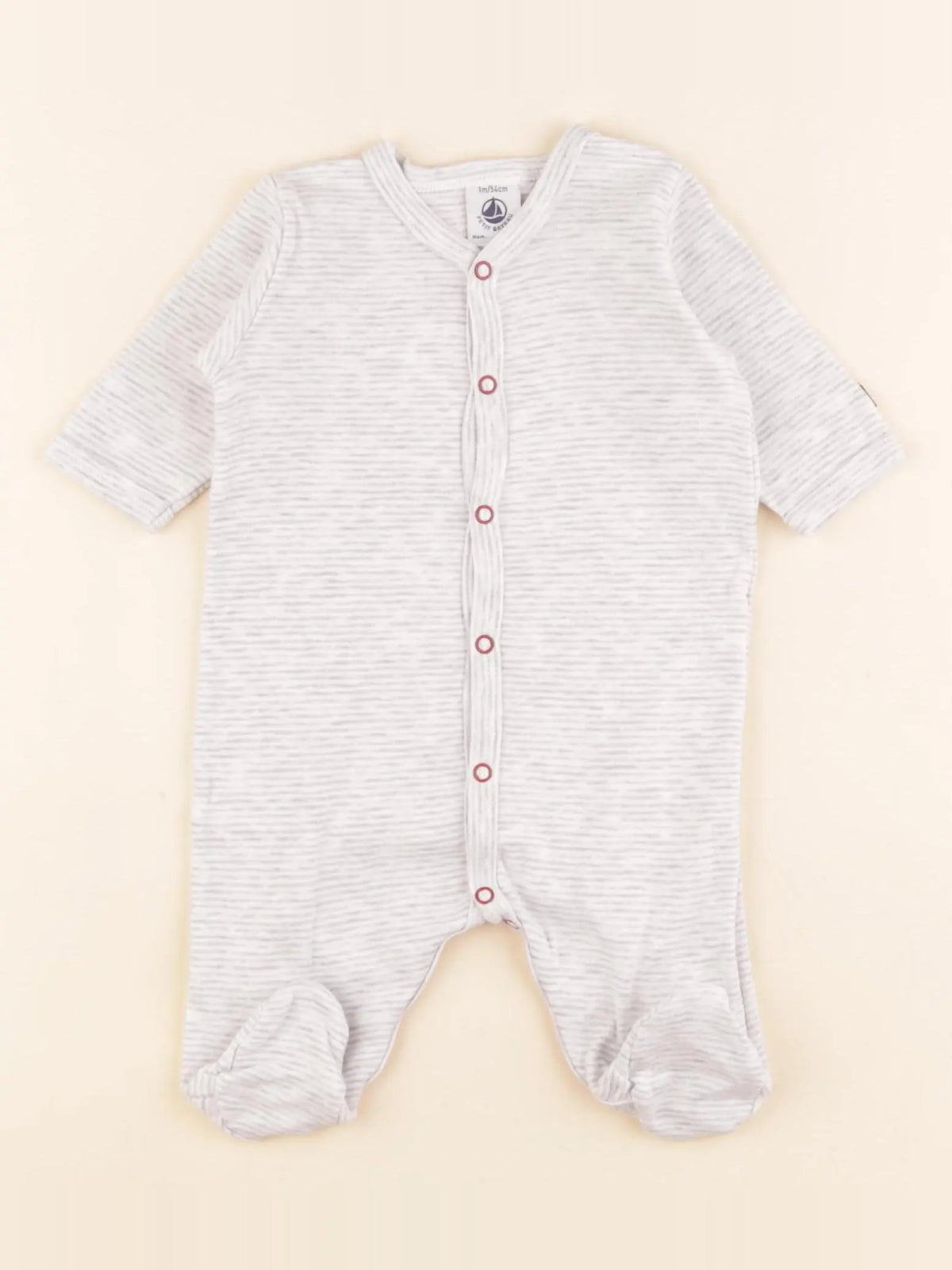 Petit Bateau - pyjama coton gris - 1 mois