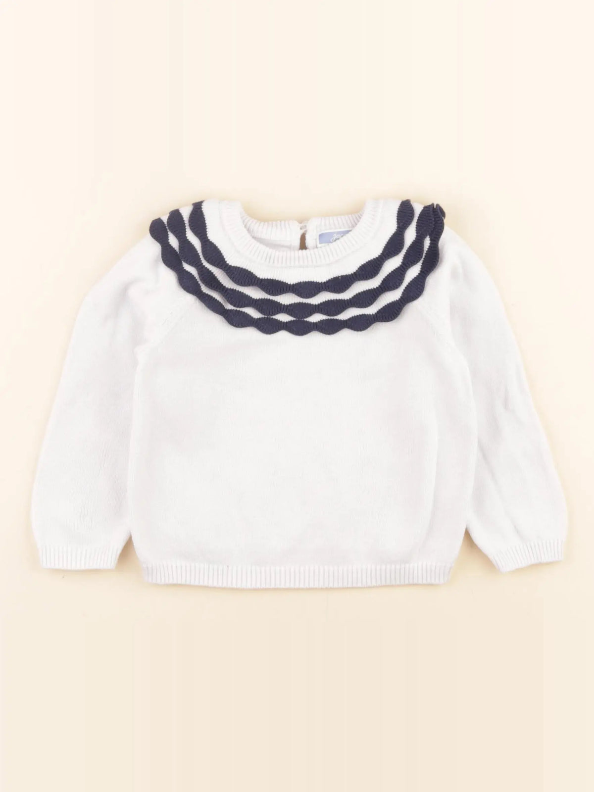 Jacadi - pull blanc, bleu - 18 mois