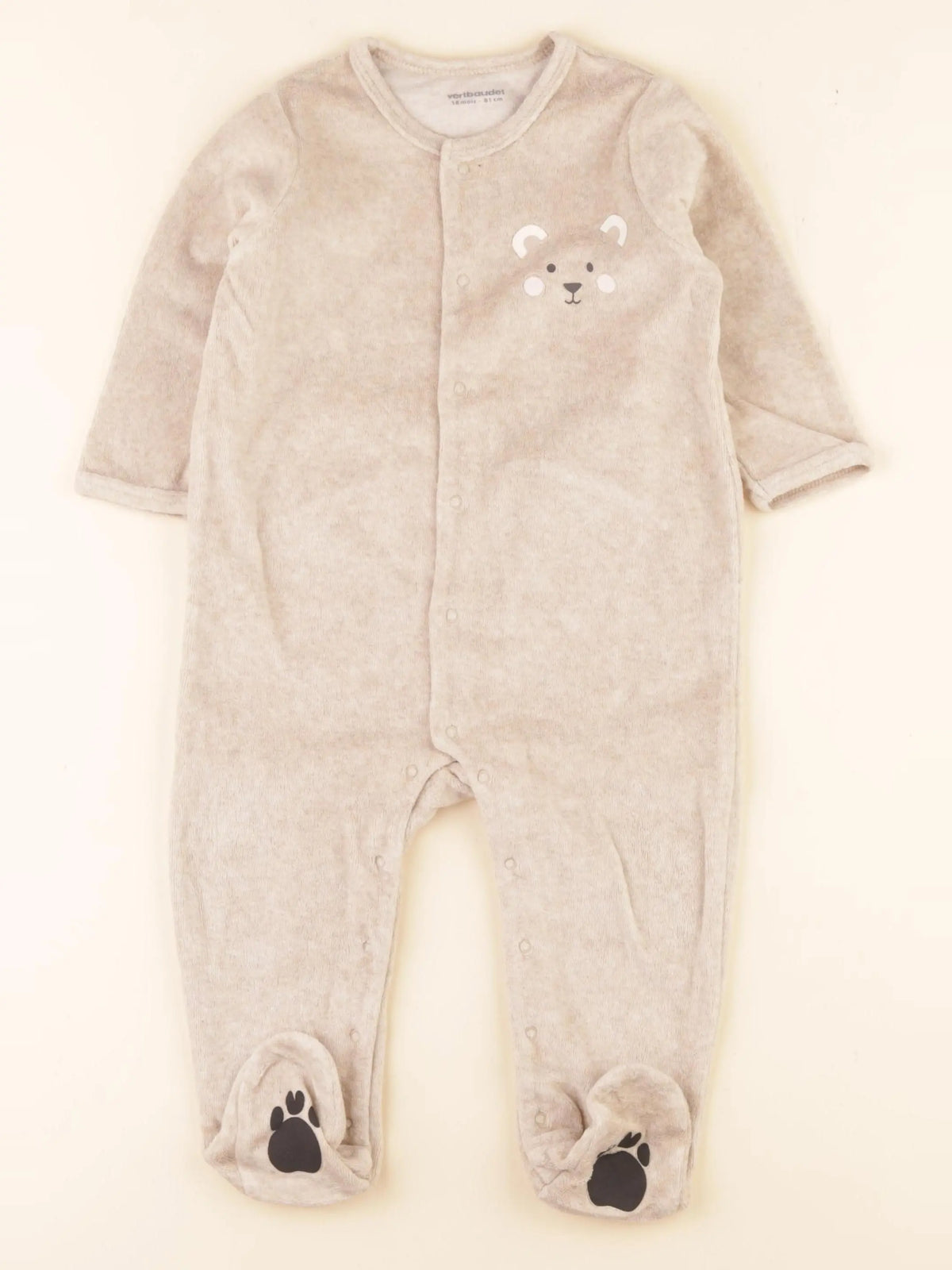 Vertbaudet - pyjama velours beige - 18 mois