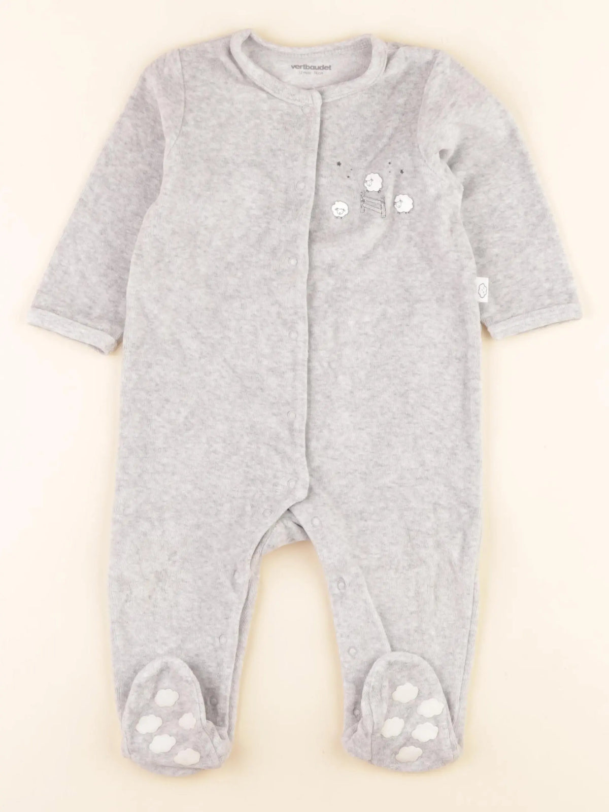Vertbaudet - pyjama velours gris - 12 mois