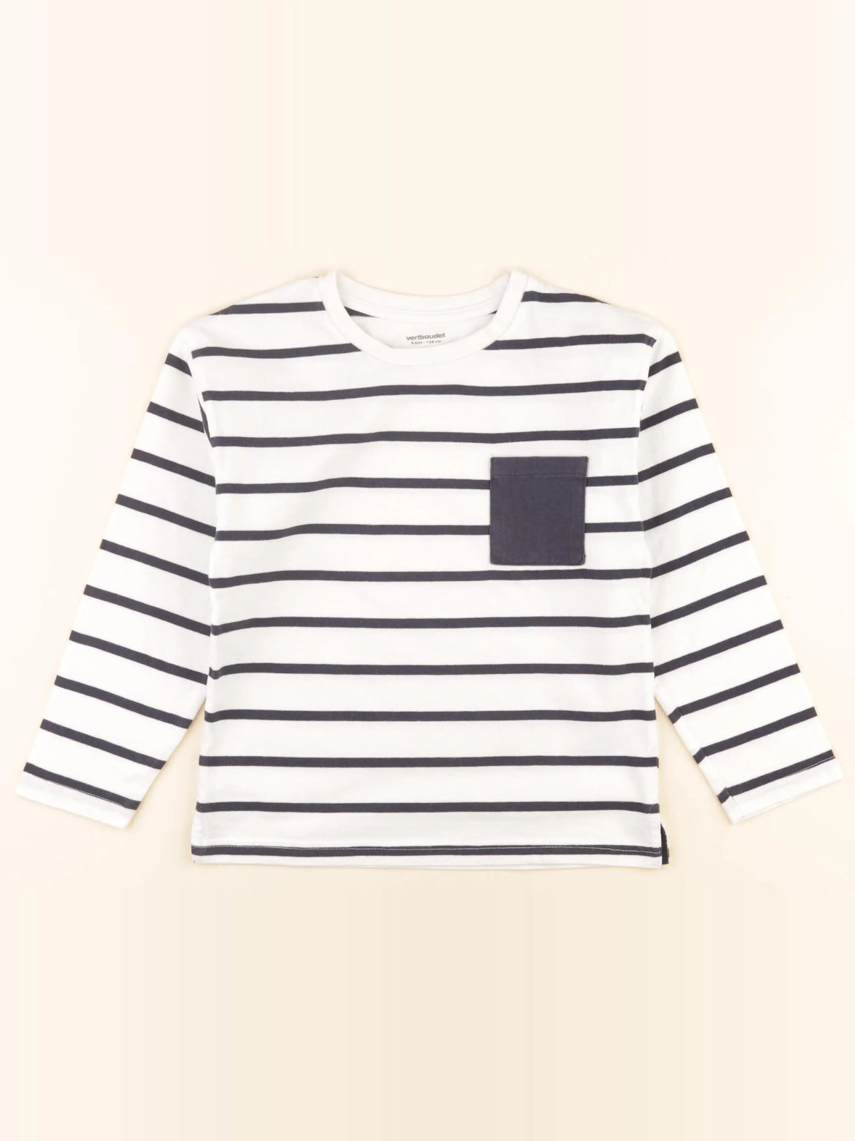 Vertbaudet - tee-shirt blanc, bleu - 8 ans