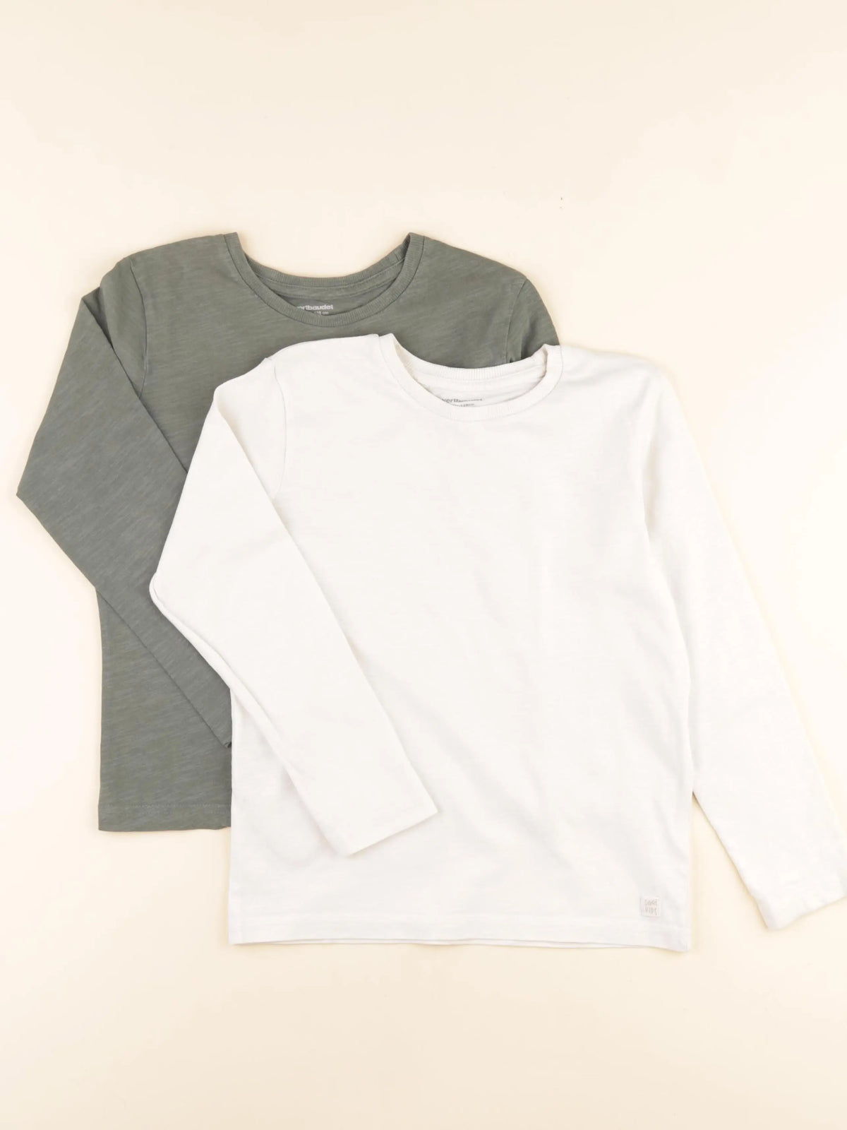 Vertbaudet - lot de 2 tee-shirts blanc, vert - 8 ans