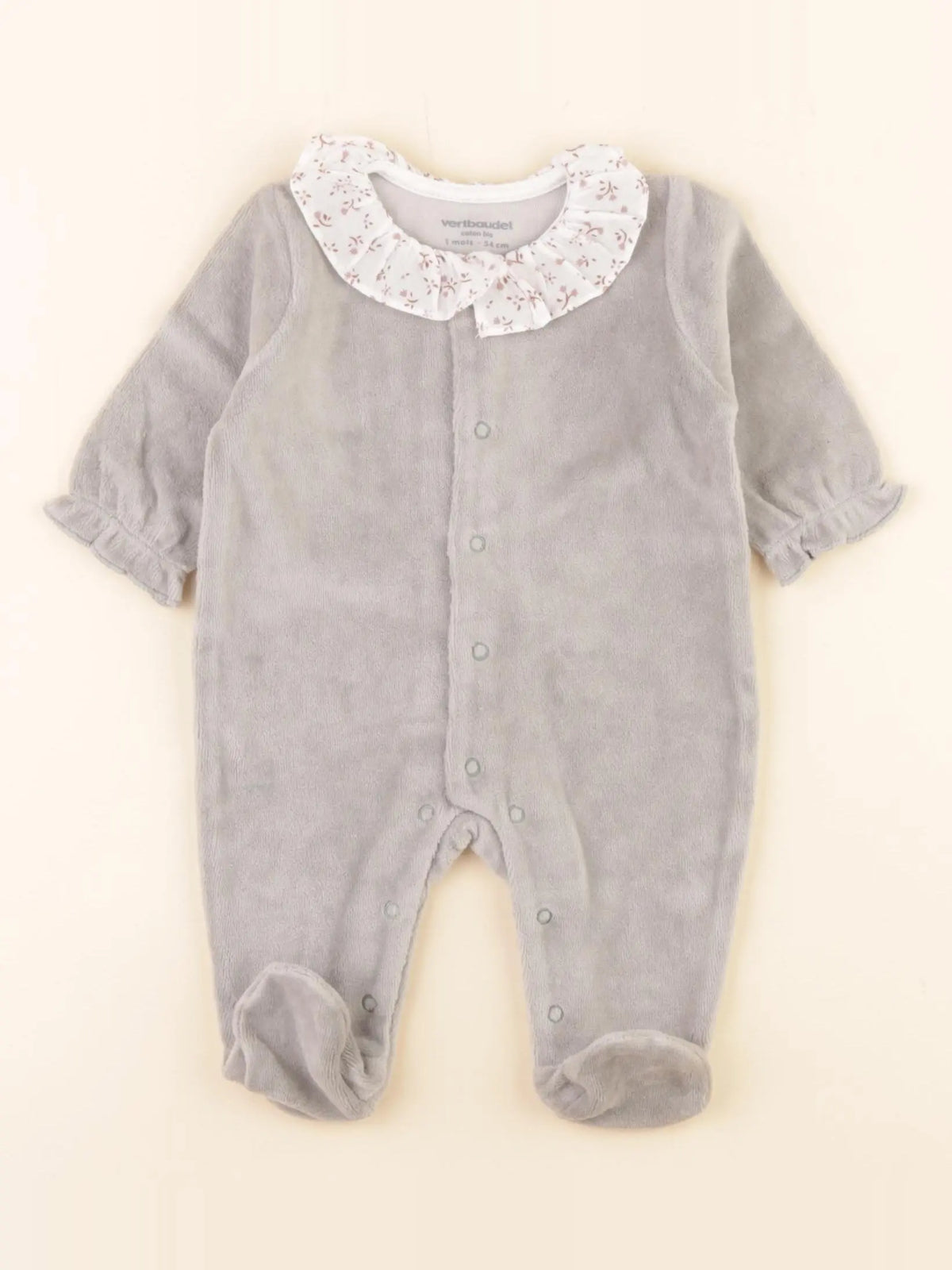 Vertbaudet - pyjama velours vert - 1 mois