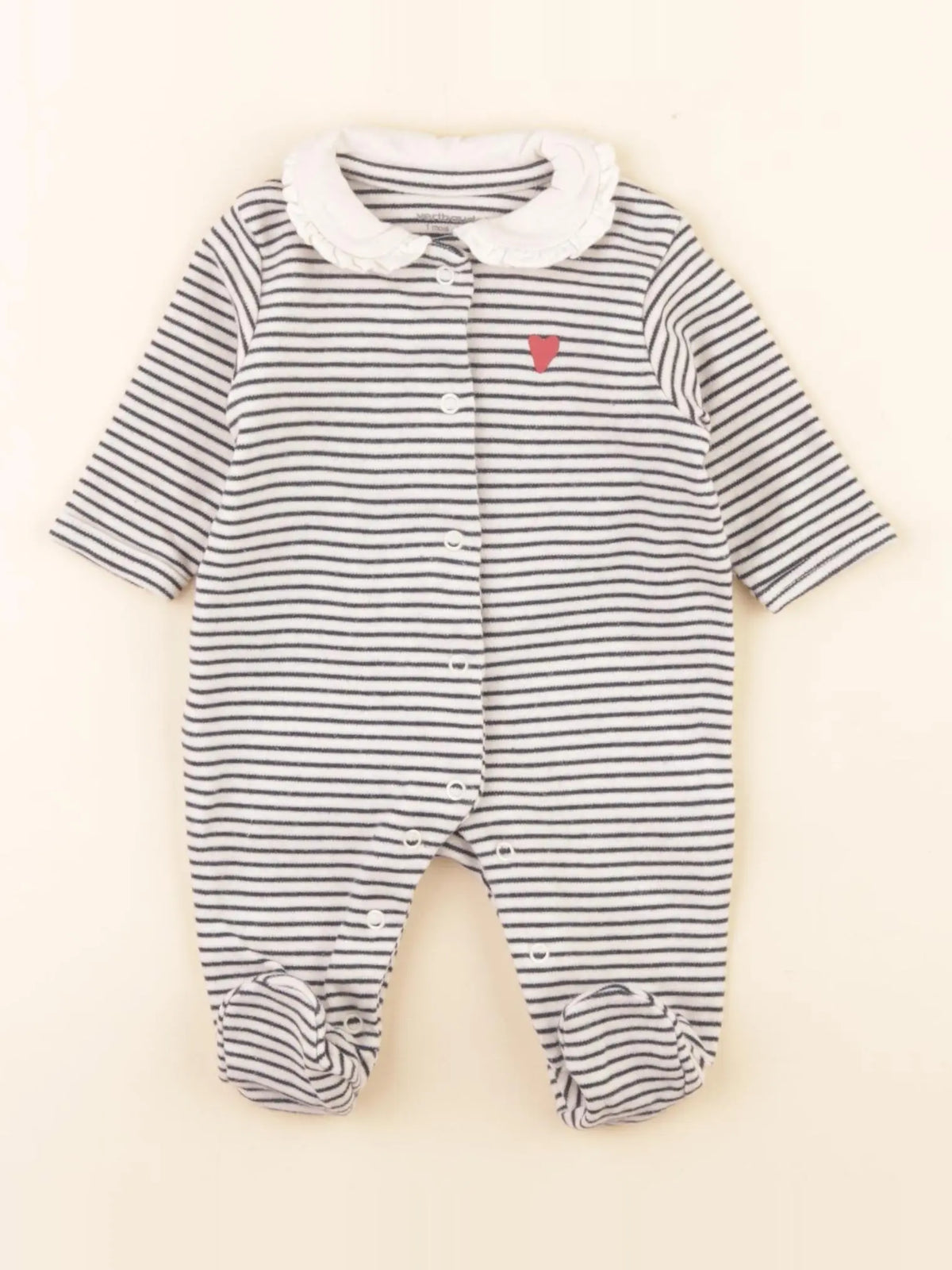 Vertbaudet - pyjama coton beige, bleu - 1 mois