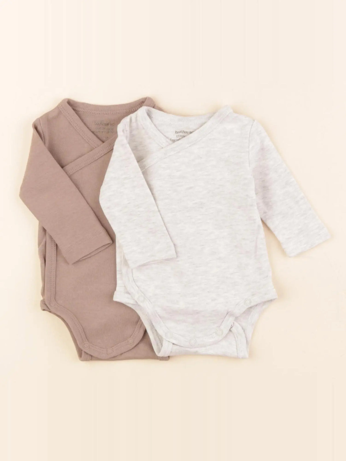 Boutchou - lot de 2 bodies en coton marron, beige - 1 mois