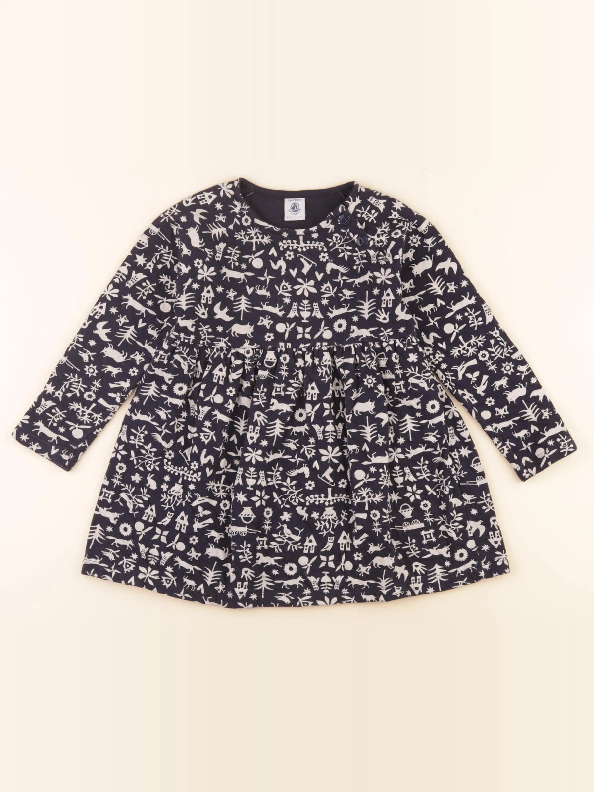 Petit Bateau - robe bleu, blanc - 5 ans
