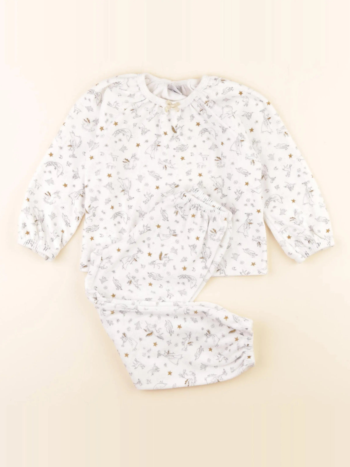 Petit Bateau - pyjama velours blanc - 4 ans