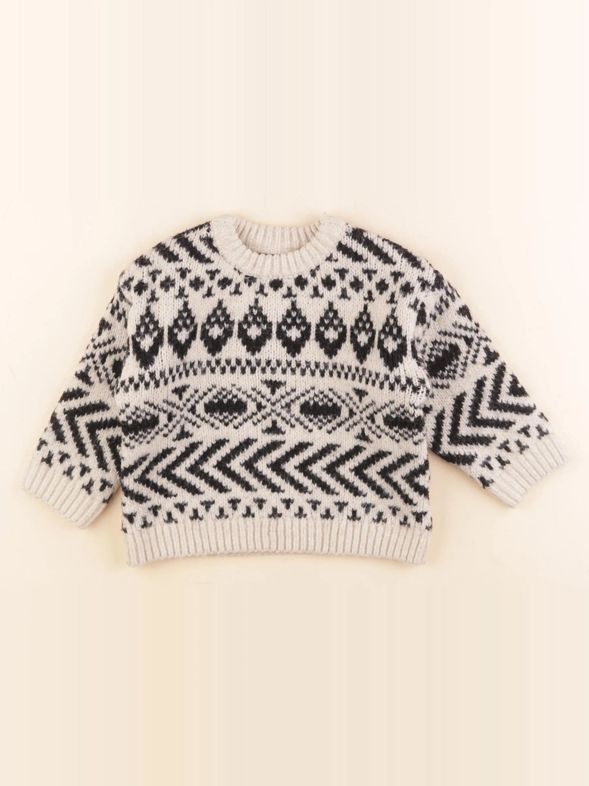 Zara - pull blanc, noir - 18 mois