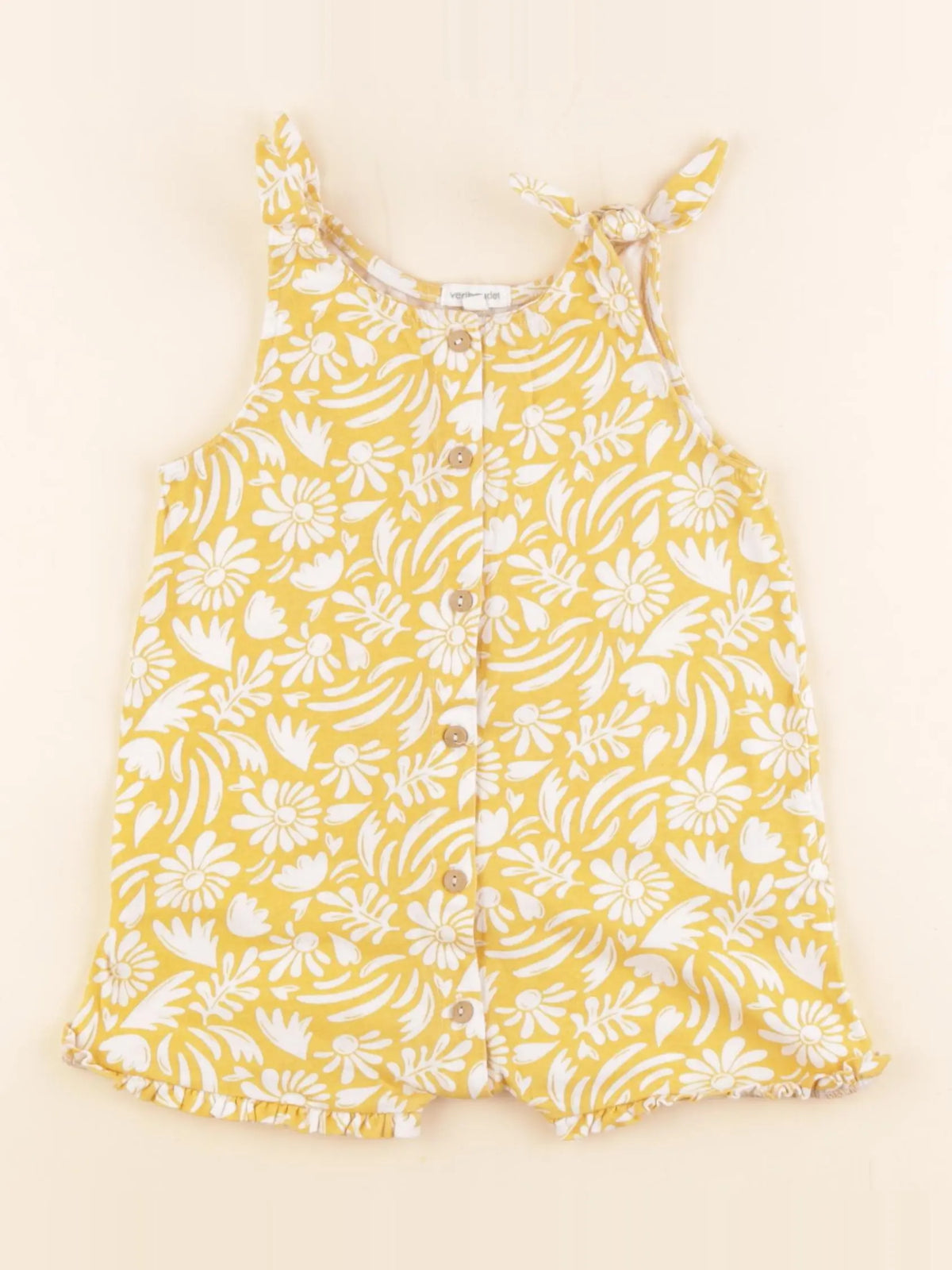Vertbaudet - combinaison jaune, blanc - 3 ans