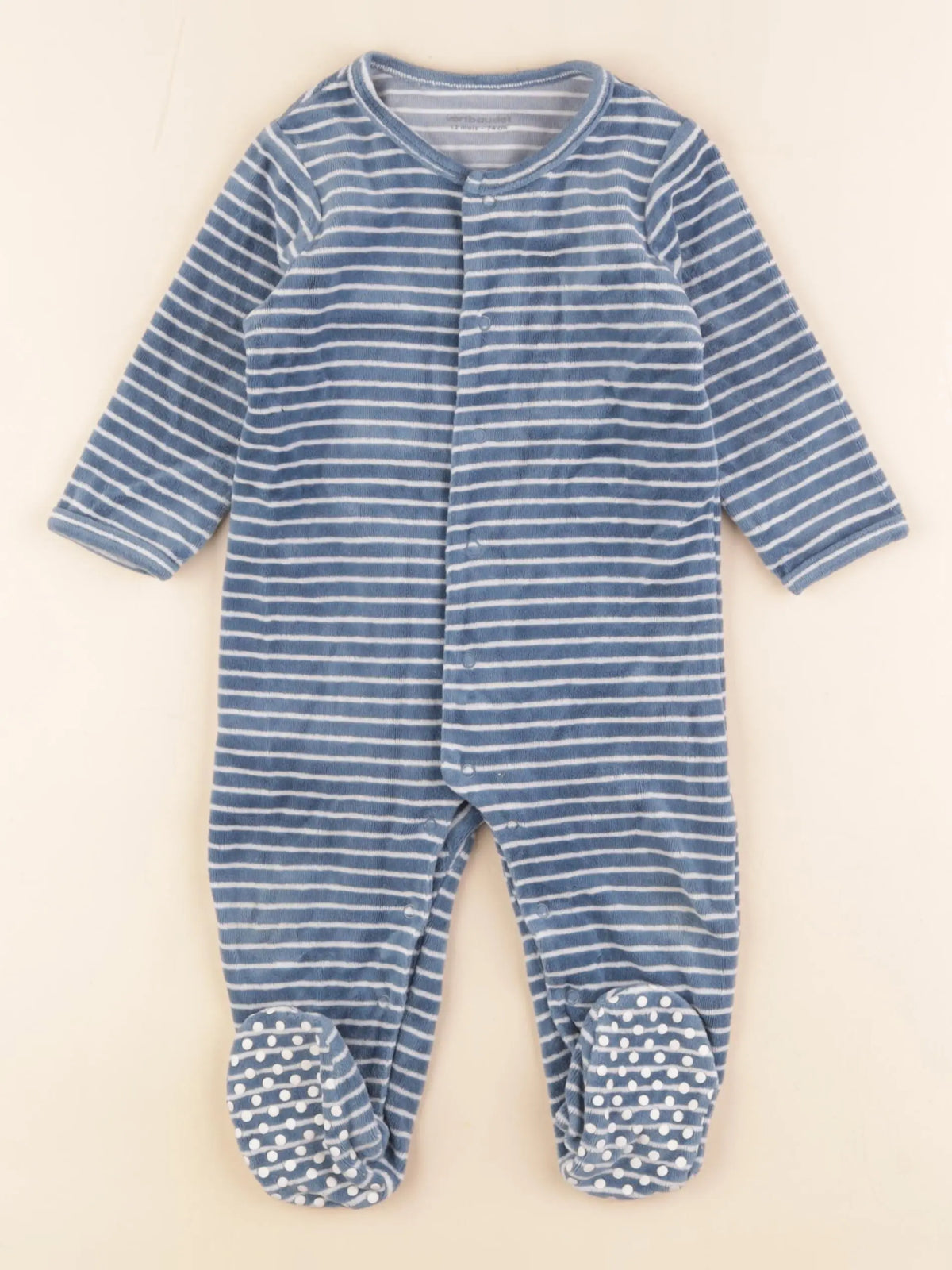 Vertbaudet - pyjama velours bleu - 12 mois