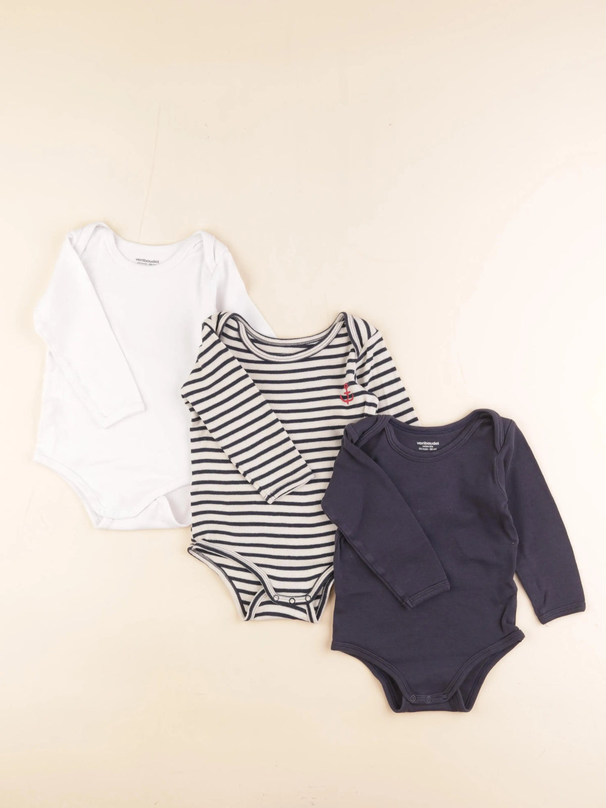 Vertbaudet - lot de 3 bodies en coton multicolore - 24 mois