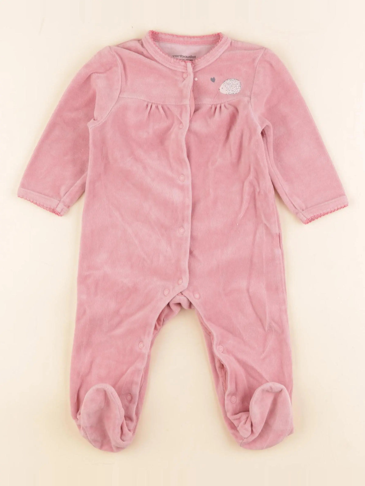 Vertbaudet - pyjama velours rose - 9 mois