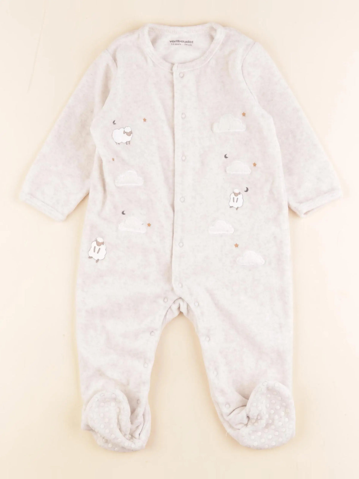 Vertbaudet - pyjama velours beige - 12 mois