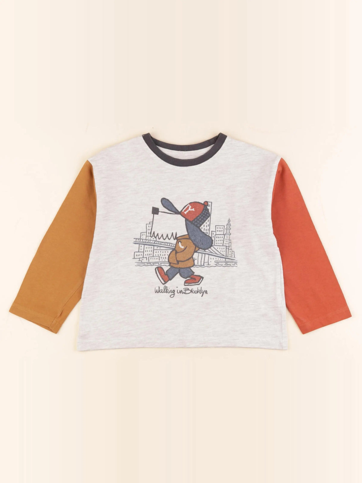 Vertbaudet - tee-shirt gris, orange - 5 ans
