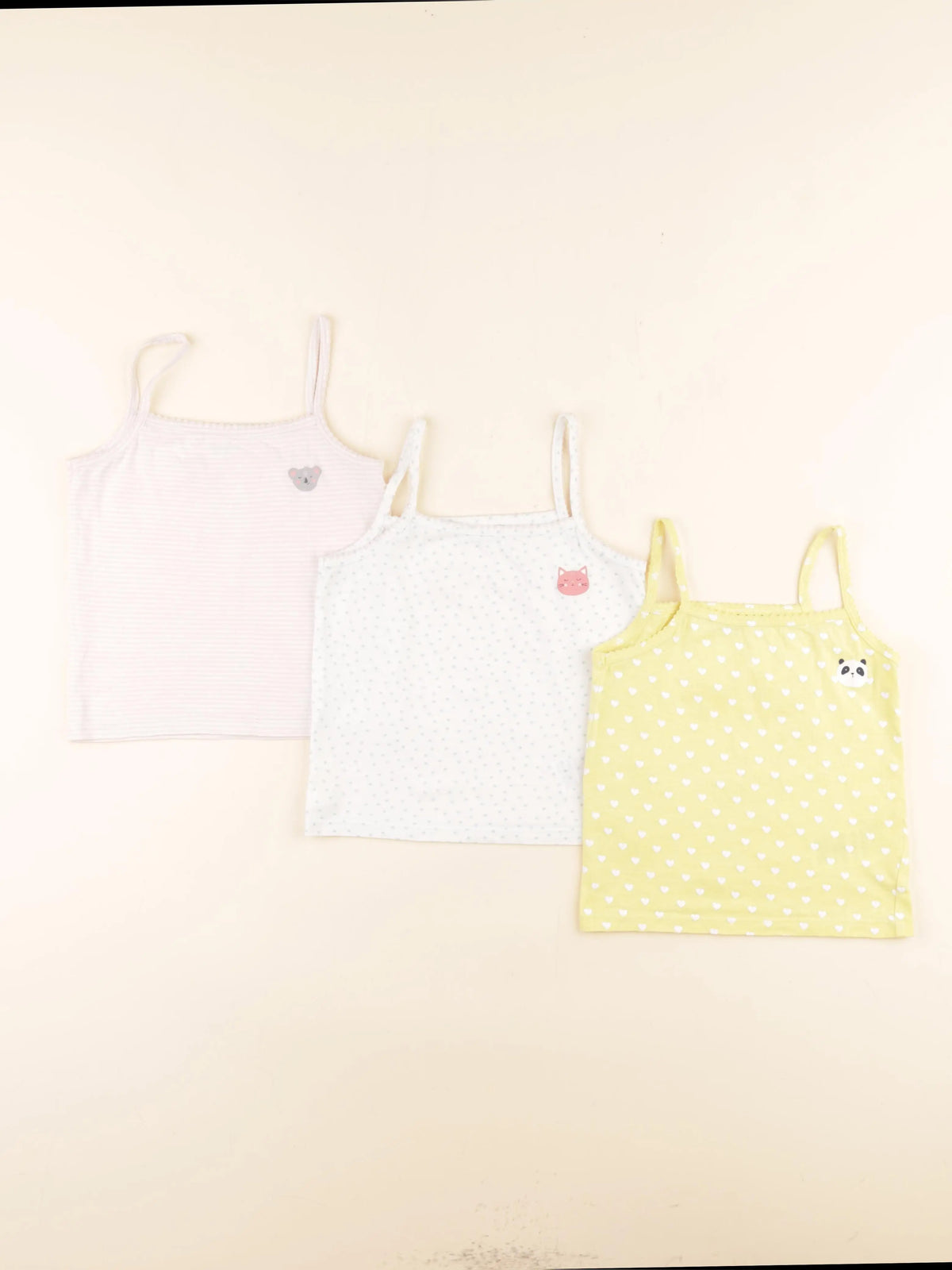 Vertbaudet - lot de 3 maillots de corps jaune, rose - 4 ans