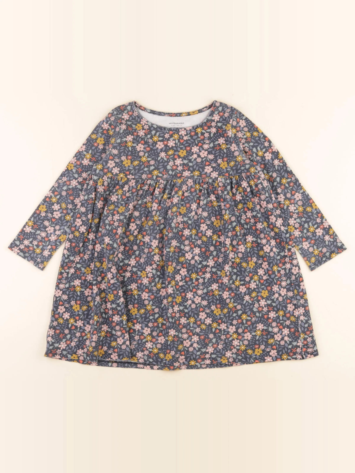 Vertbaudet - robe bleu, multicolore - 4 ans