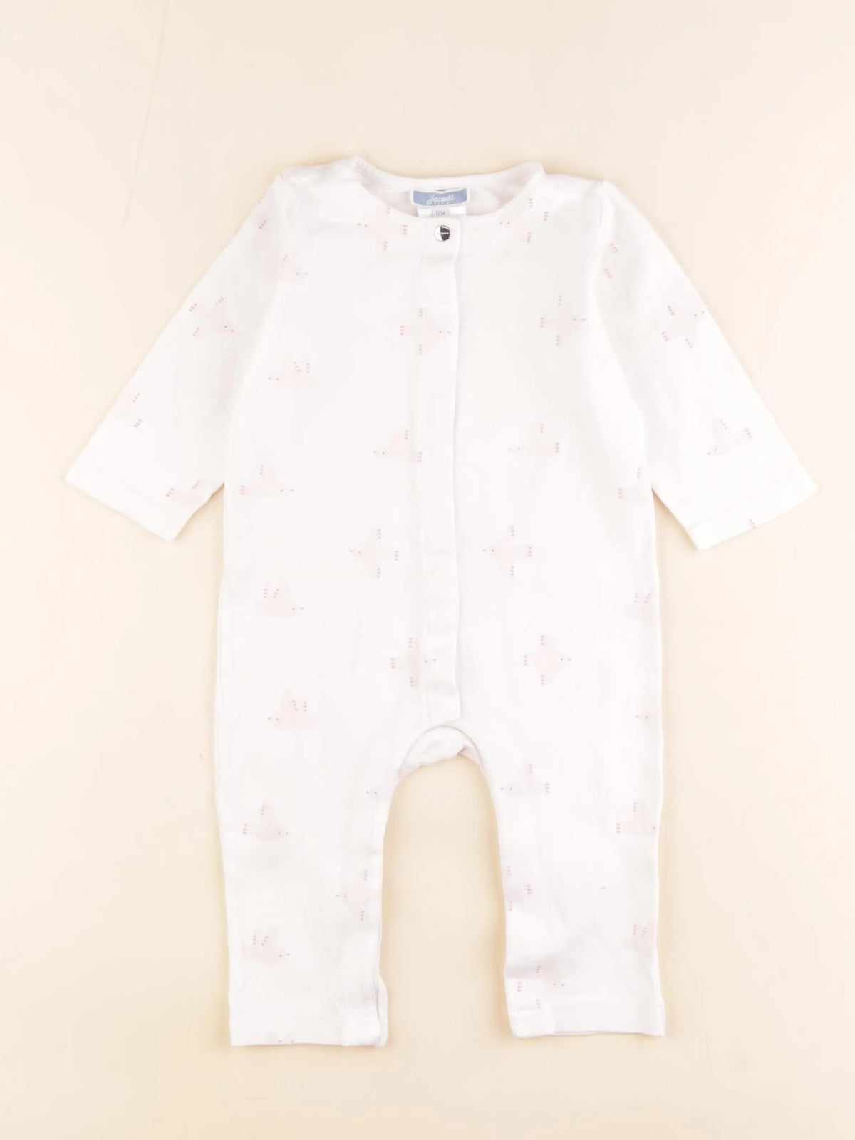 Jacadi - pyjama coton blanc, rose - 12 mois