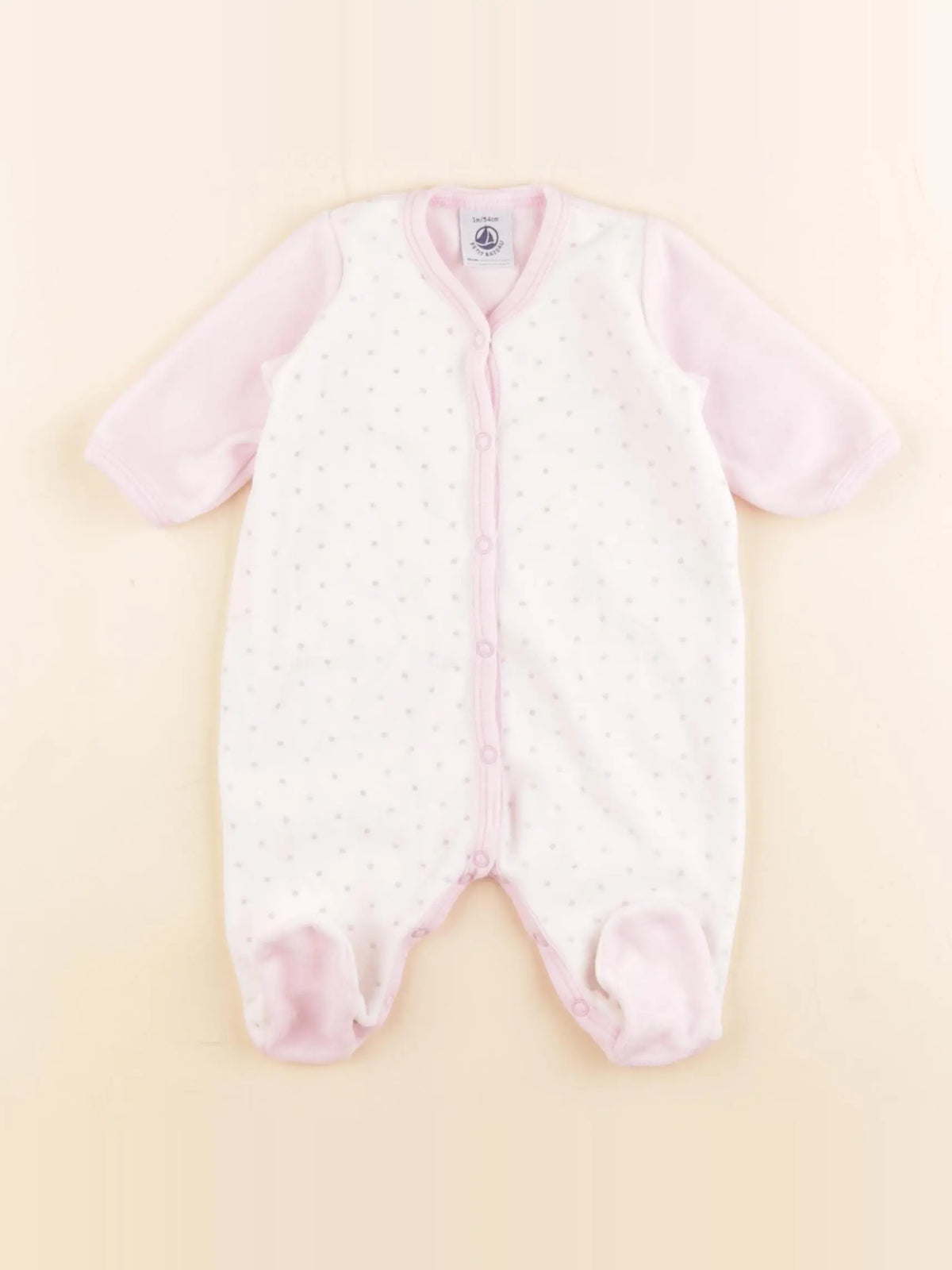 Petit Bateau - pyjama velours rose - 1 mois