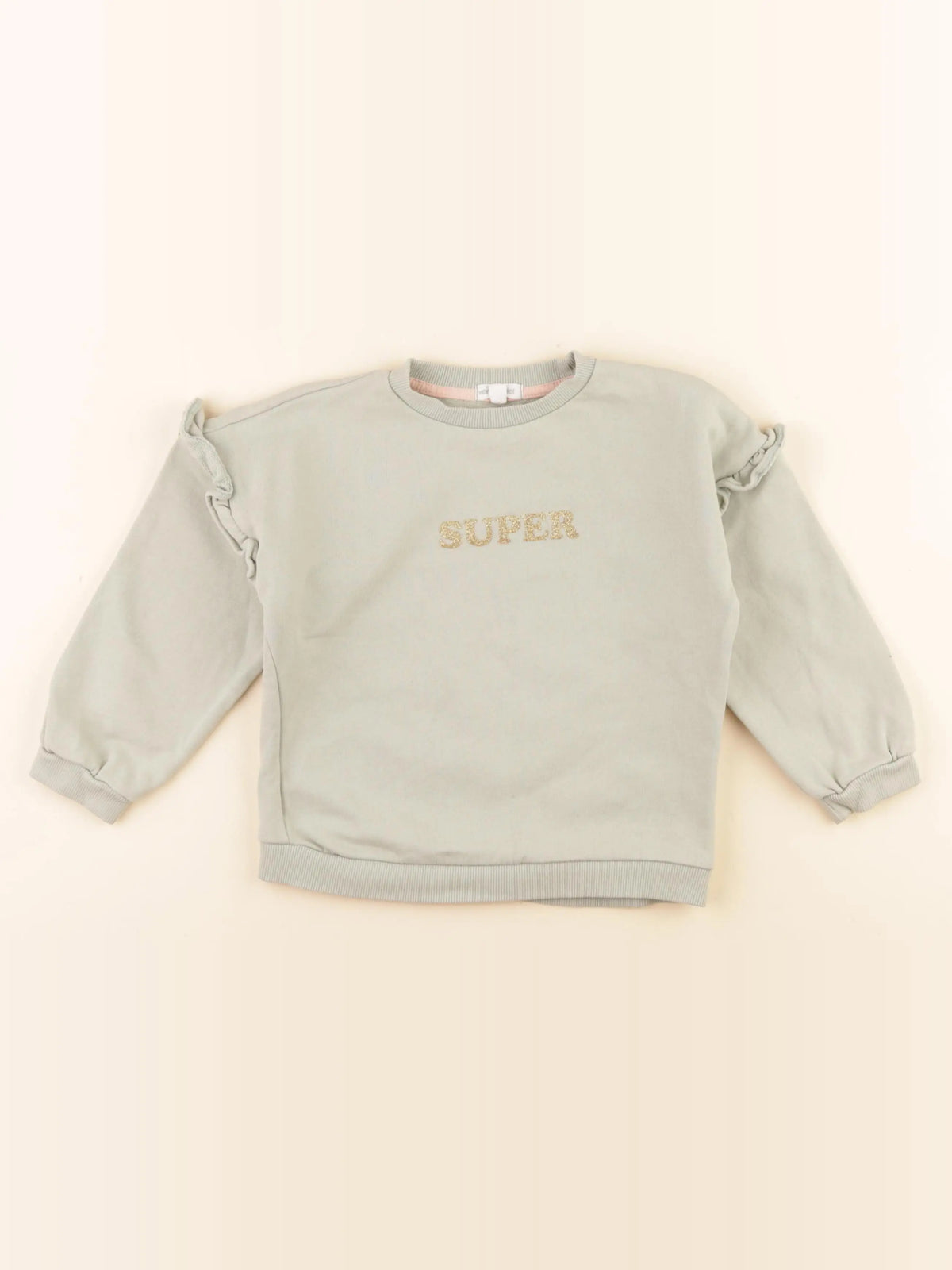 Vertbaudet - sweat vert, or - 5 ans