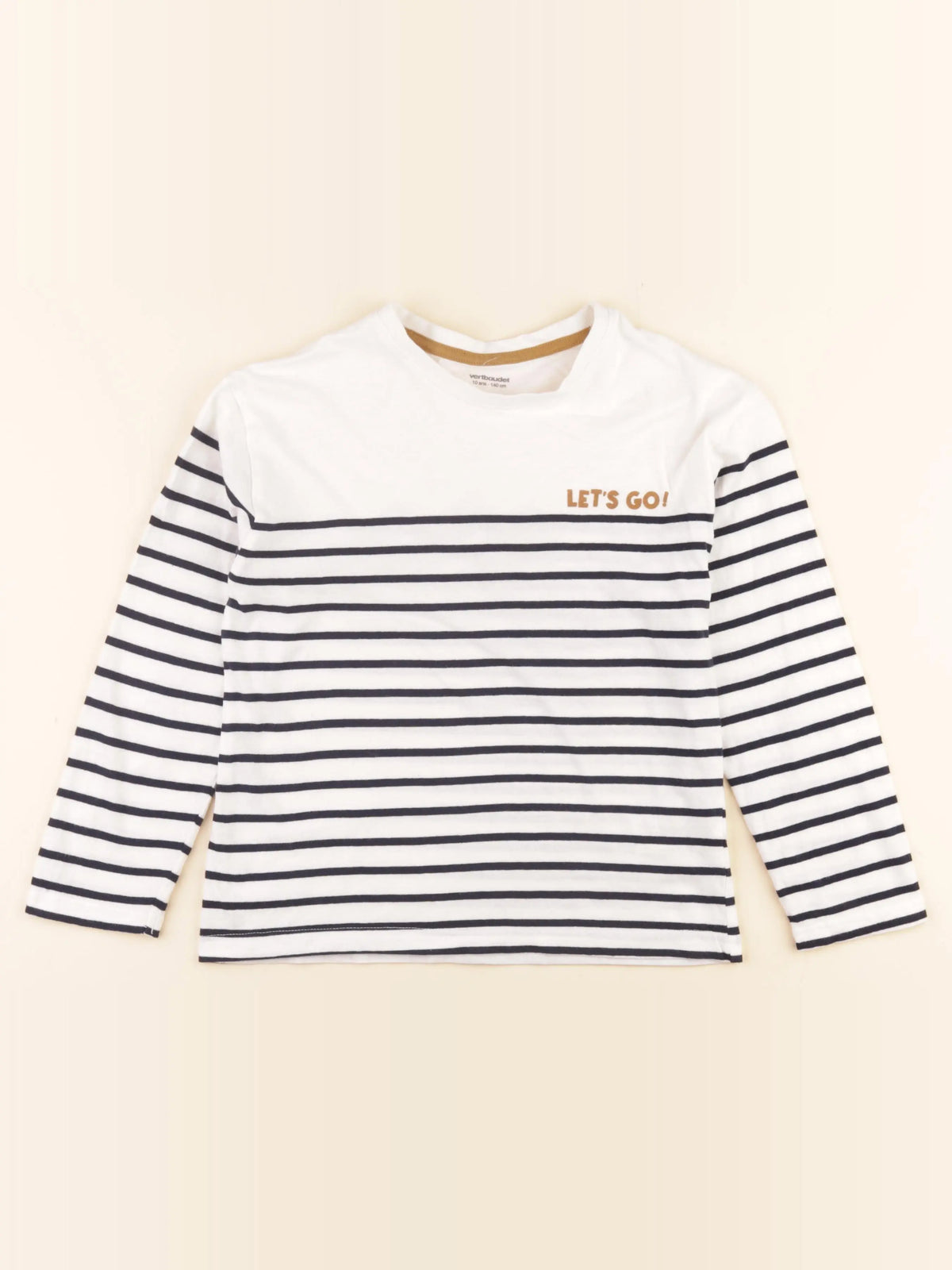 Vertbaudet - tee-shirt blanc, bleu - 10 ans