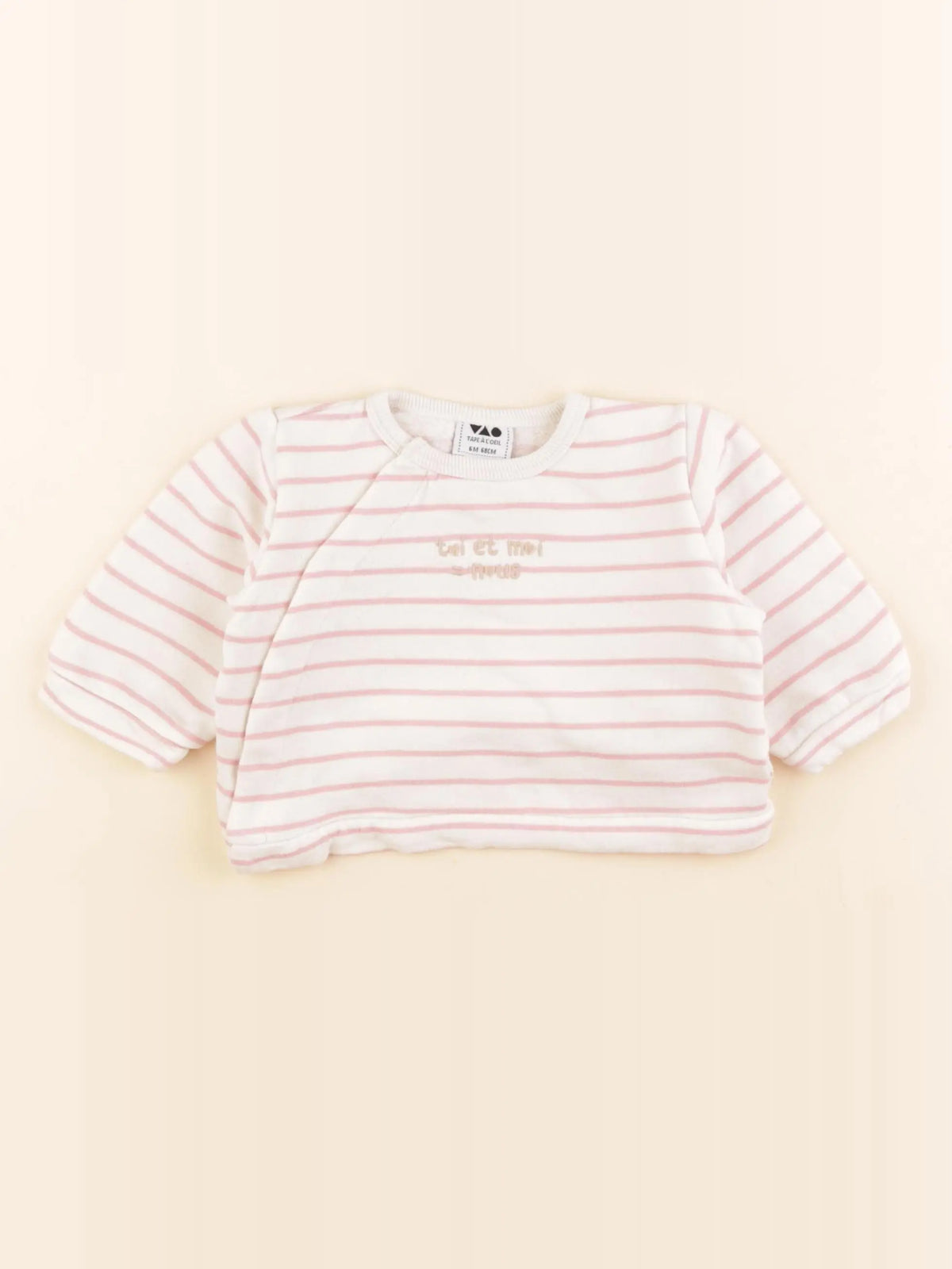 Tape à l'oeil - sweat blanc, rose - 6 mois