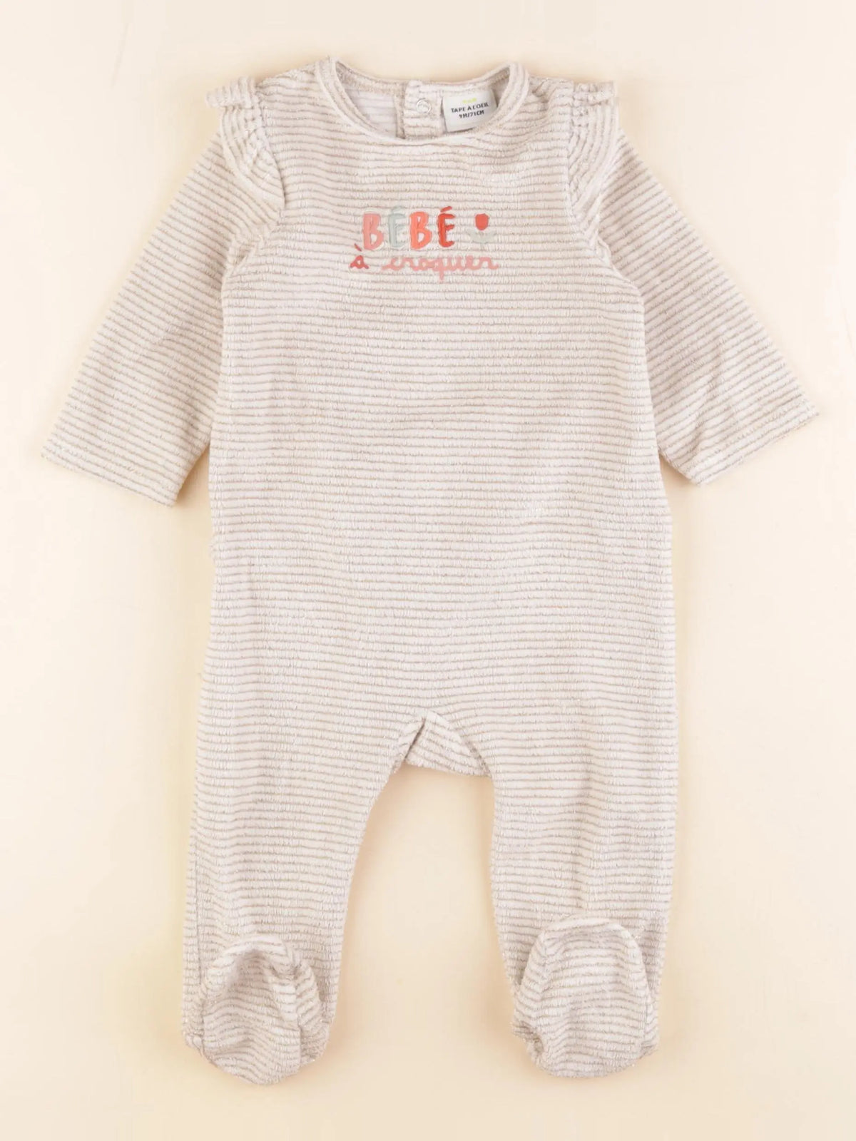 Tape à l'oeil - pyjama velours beige, or - 9 mois
