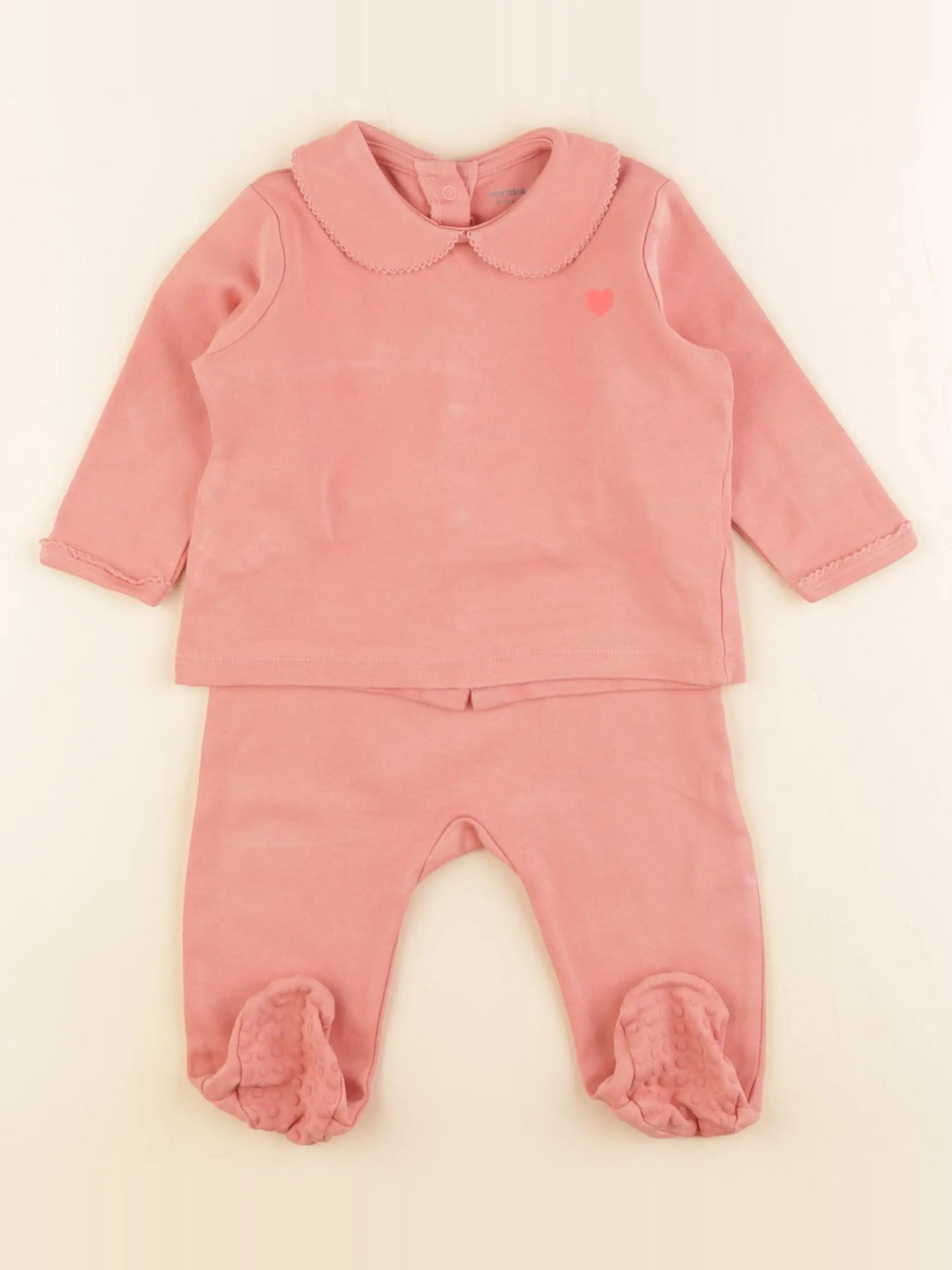 Vertbaudet - pyjama coton rose - 9 mois