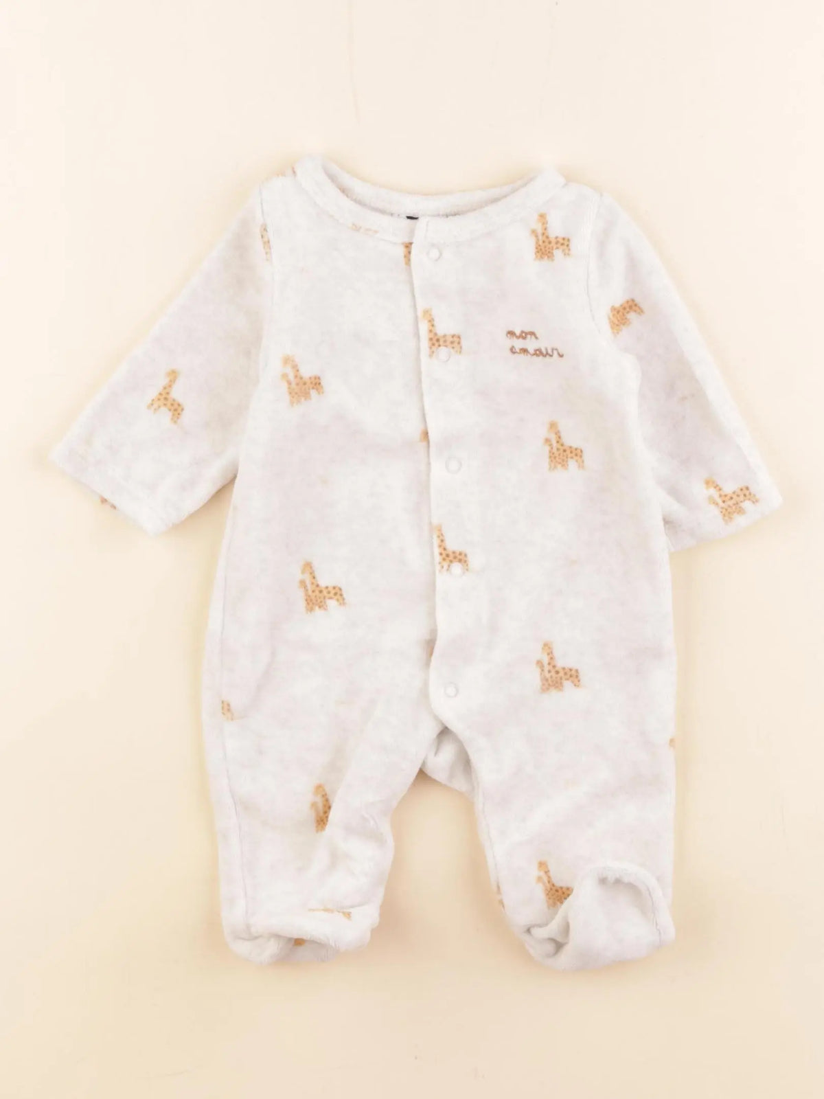 Tape à l'oeil - pyjama velours marron - 1 mois