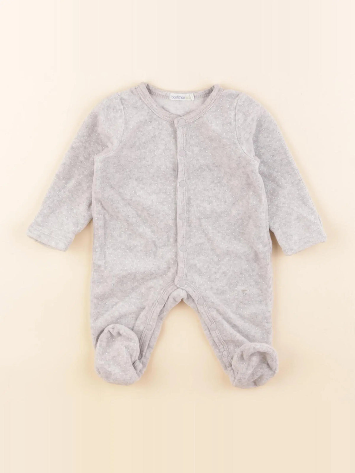 Boutchou - pyjama velours gris, blanc - 1 mois