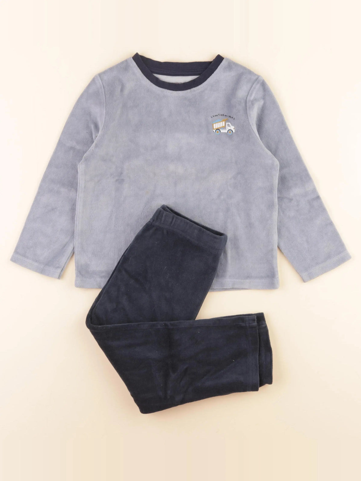 Vertbaudet - pyjama velours bleu - 4 ans