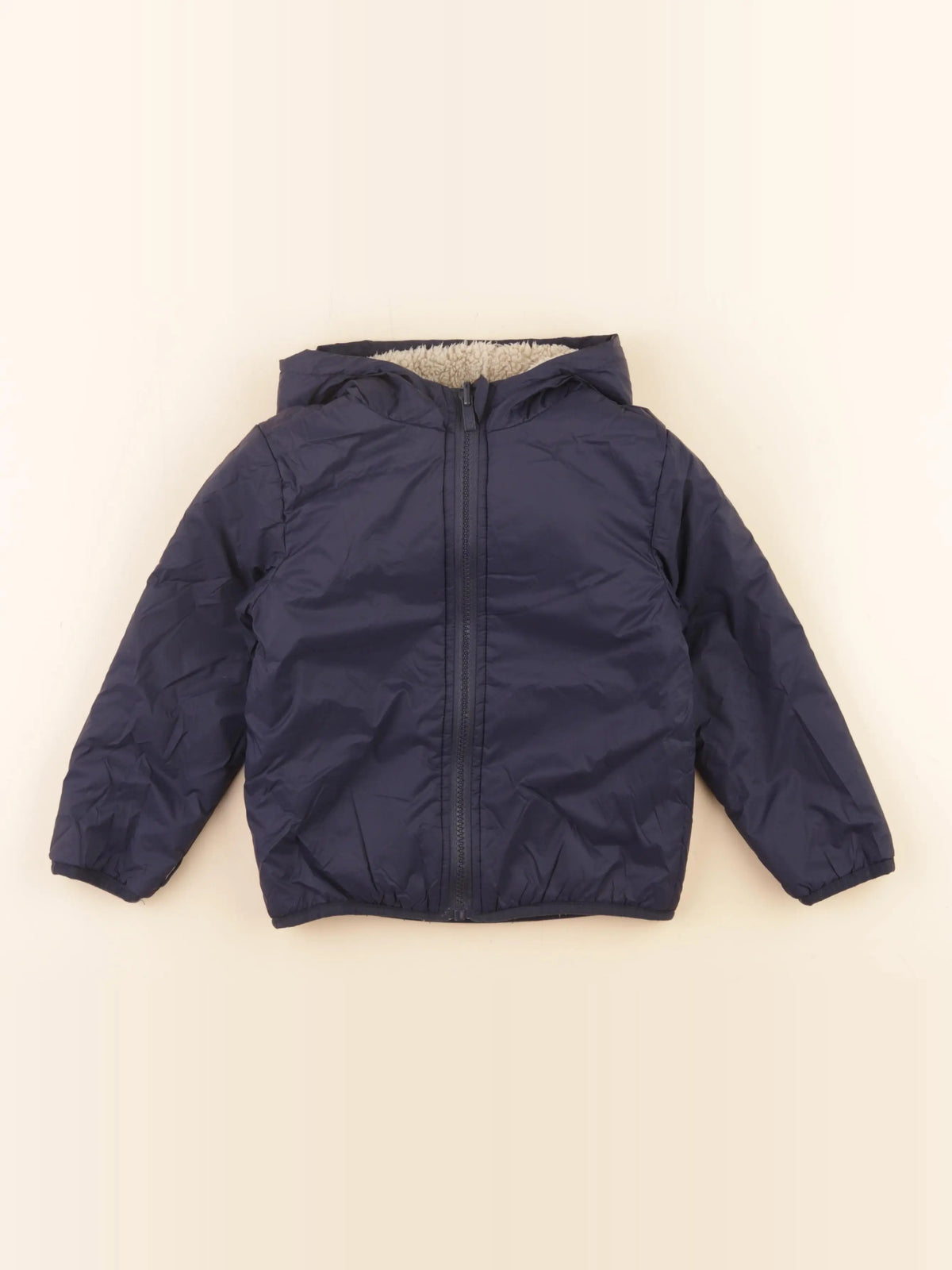Vertbaudet - veste doublé, réversible bleu, beige - 4 ans