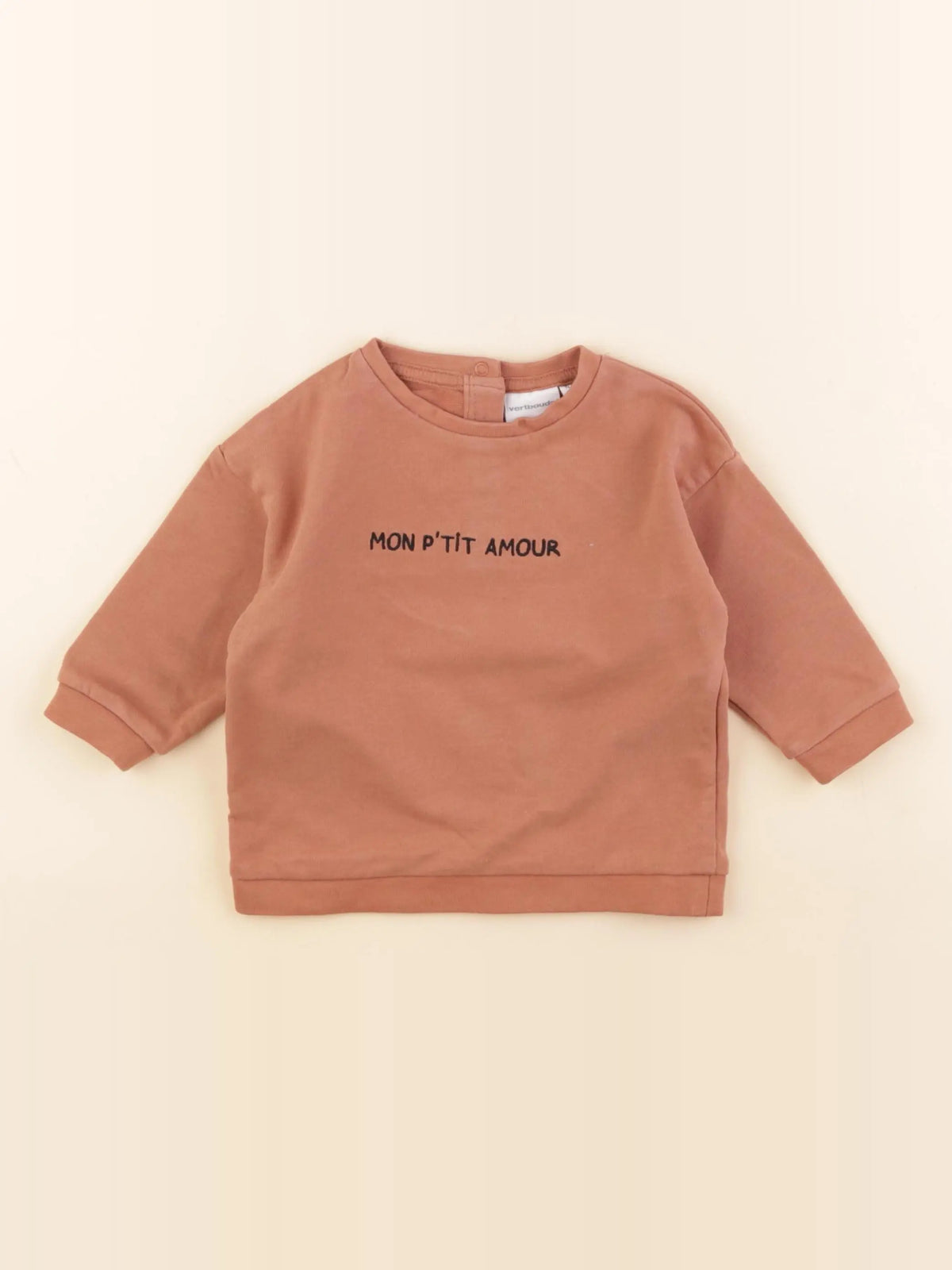 Vertbaudet - sweat marron - 12 mois