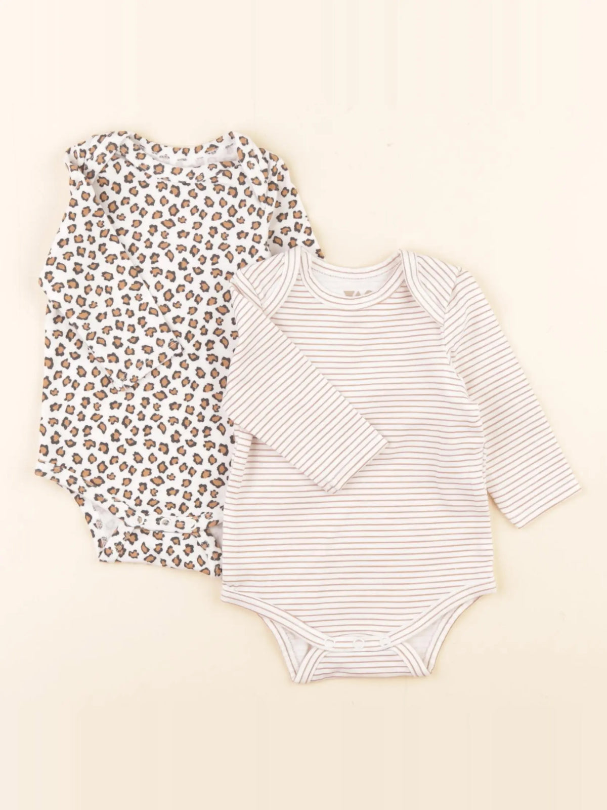 Tape à l'oeil - lot de 2 bodies en coton beige - 1 mois