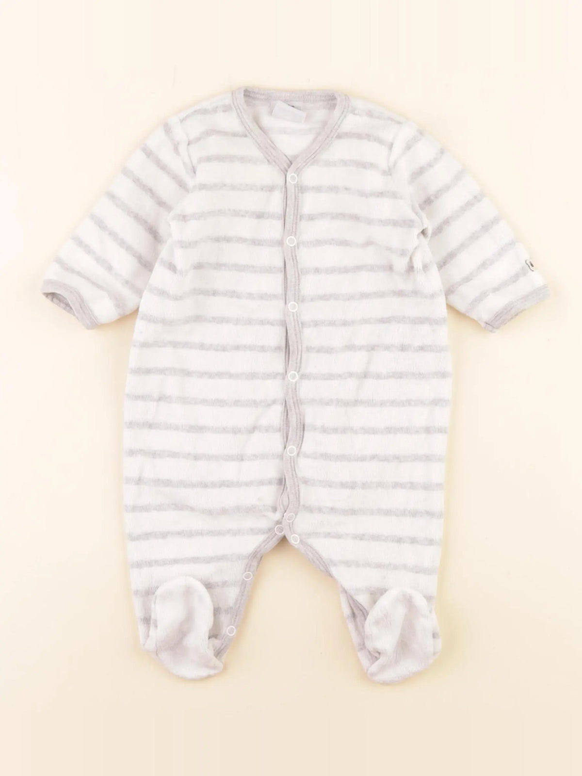 Petit Bateau - pyjama velours gris - 3 mois