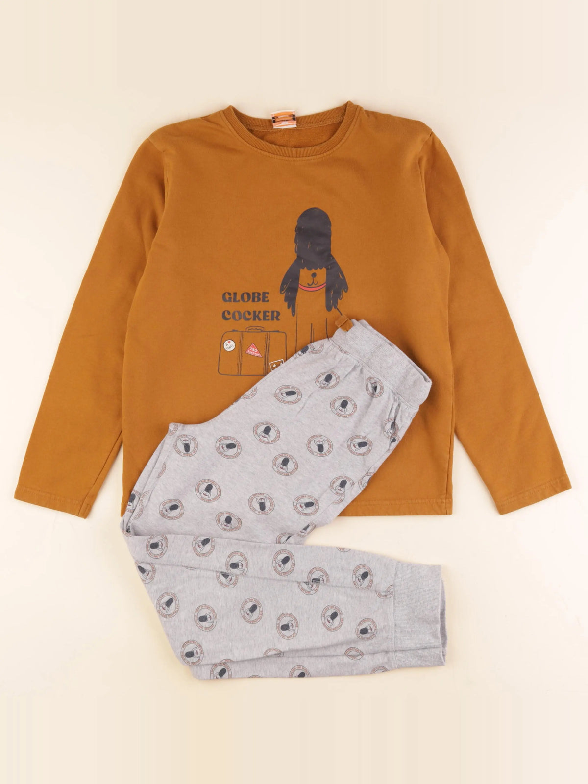Tape à l'oeil - pyjama coton marron, gris - 12 ans